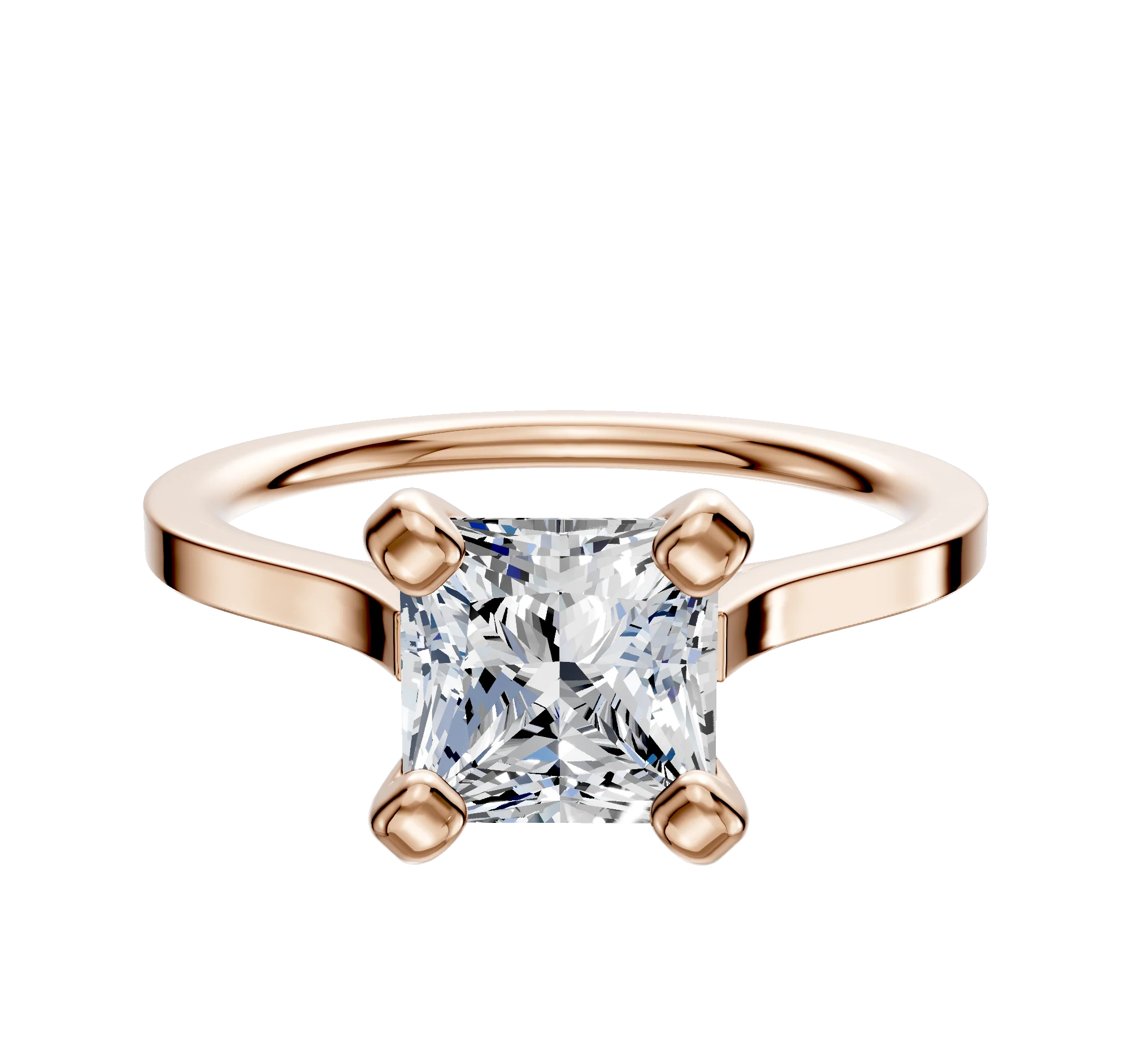 18K Rose Gold 4 Prong Cathedral Flat 1.5mm Engagement Ring