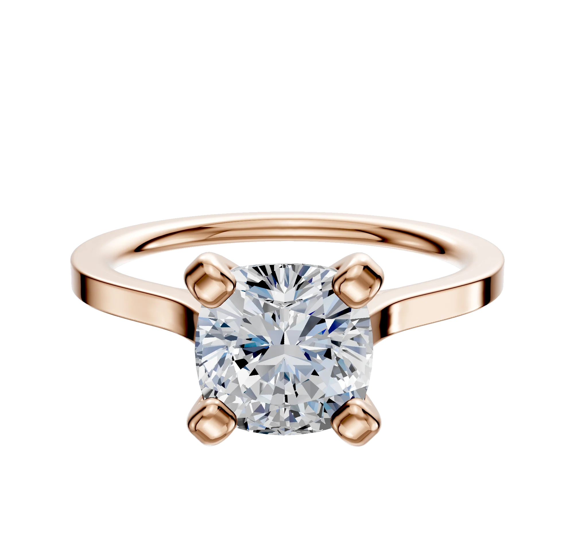 18K Rose Gold 4 Prong Cathedral Flat 1.5mm Engagement Ring