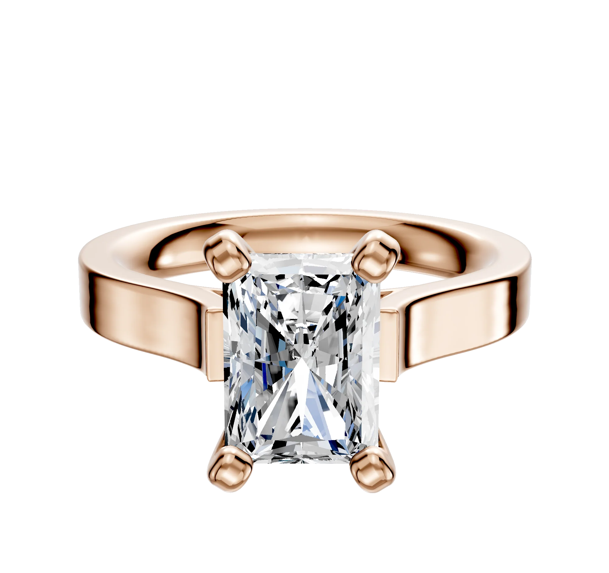 18K Rose Gold 4 Prong Cathedral Flat 3.0mm Engagement Ring