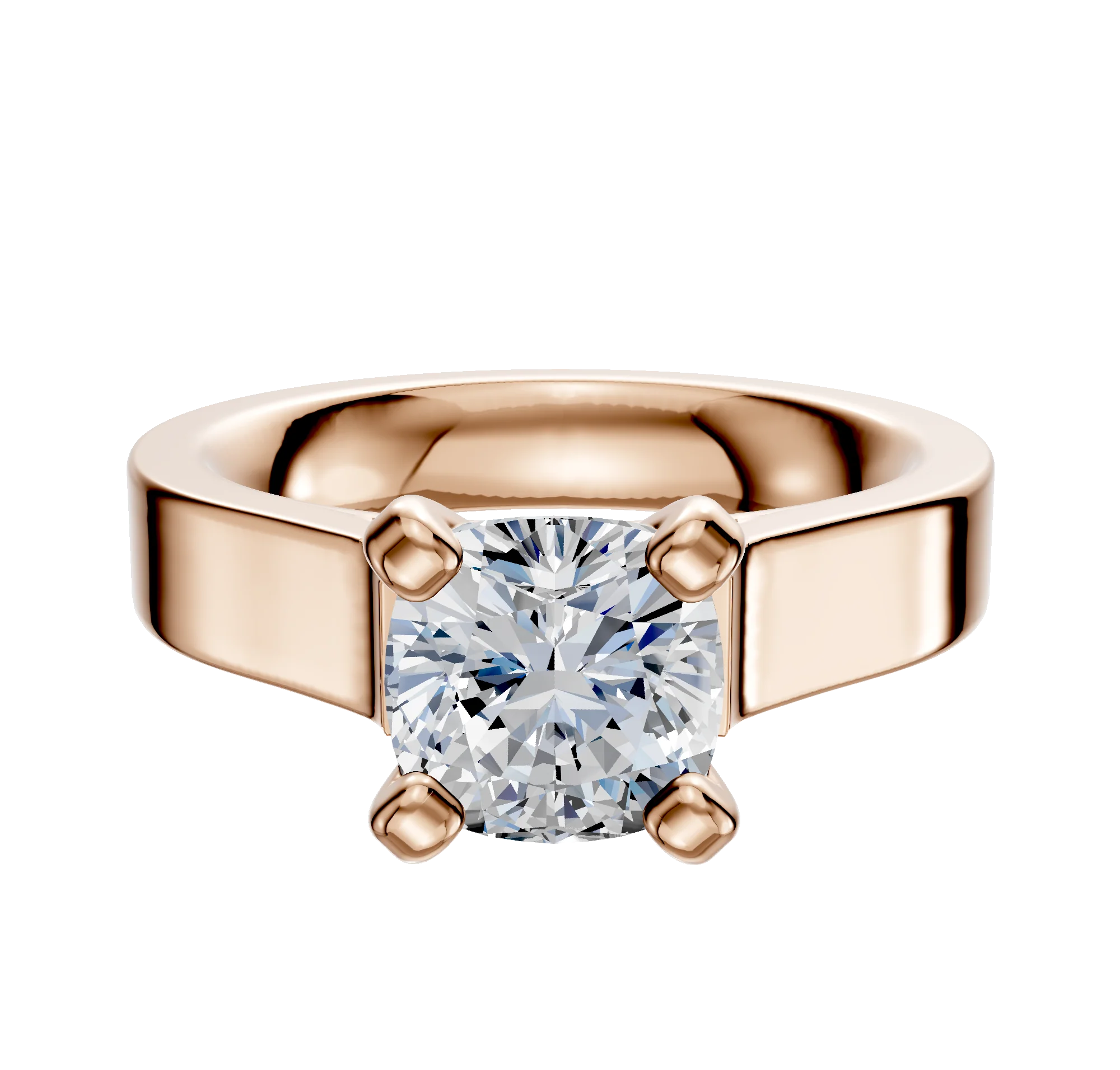 18K Rose Gold 4 Prong Cathedral Flat 4.0mm Engagement Ring