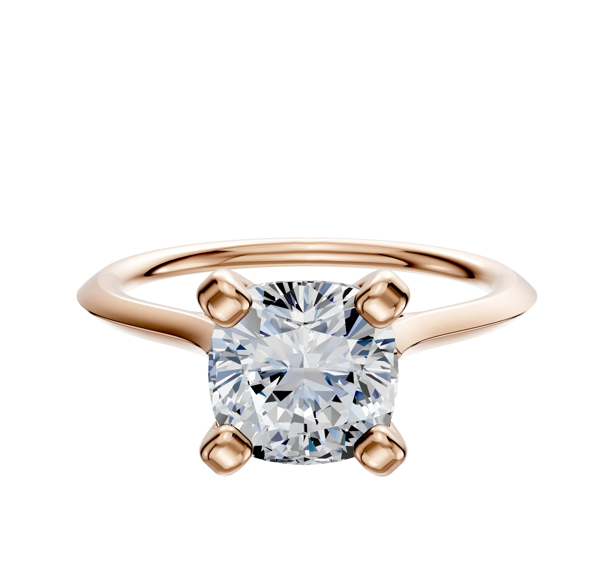 18K Rose Gold 4 Prong Cathedral Knife Edge 1.5mm Engagement Ring