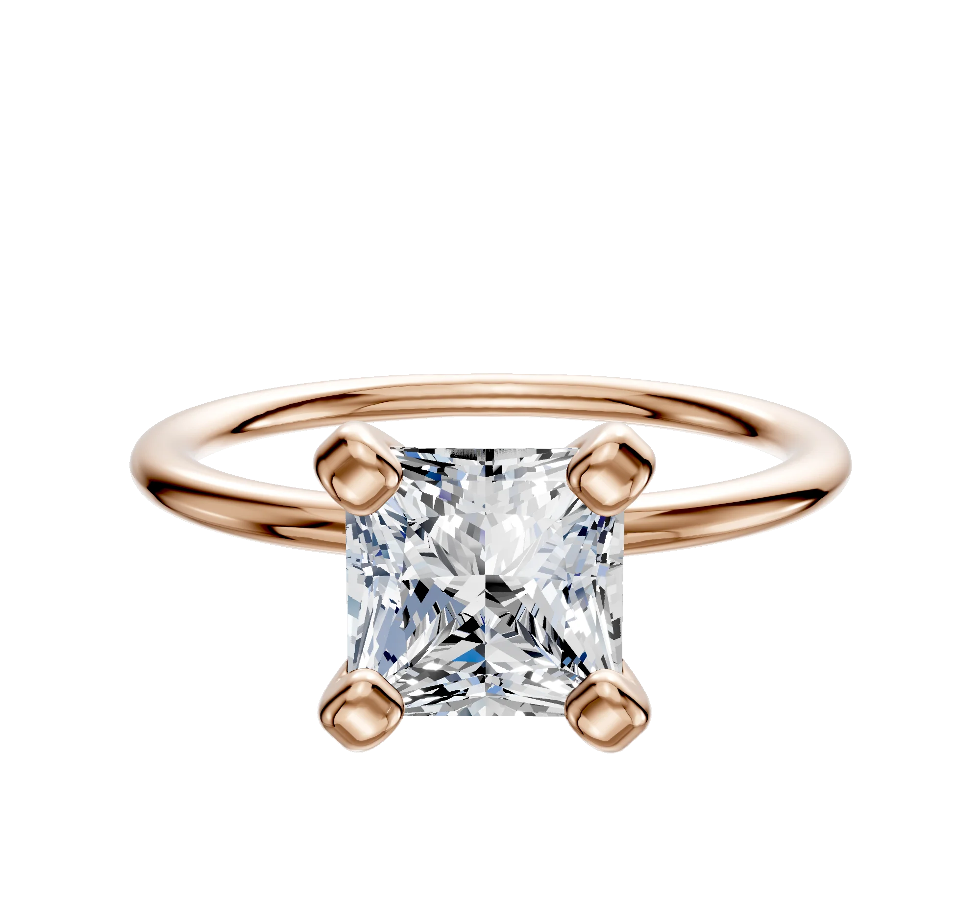 18K Rose Gold 4 Prong Classic Dome 1.5mm Engagement Ring