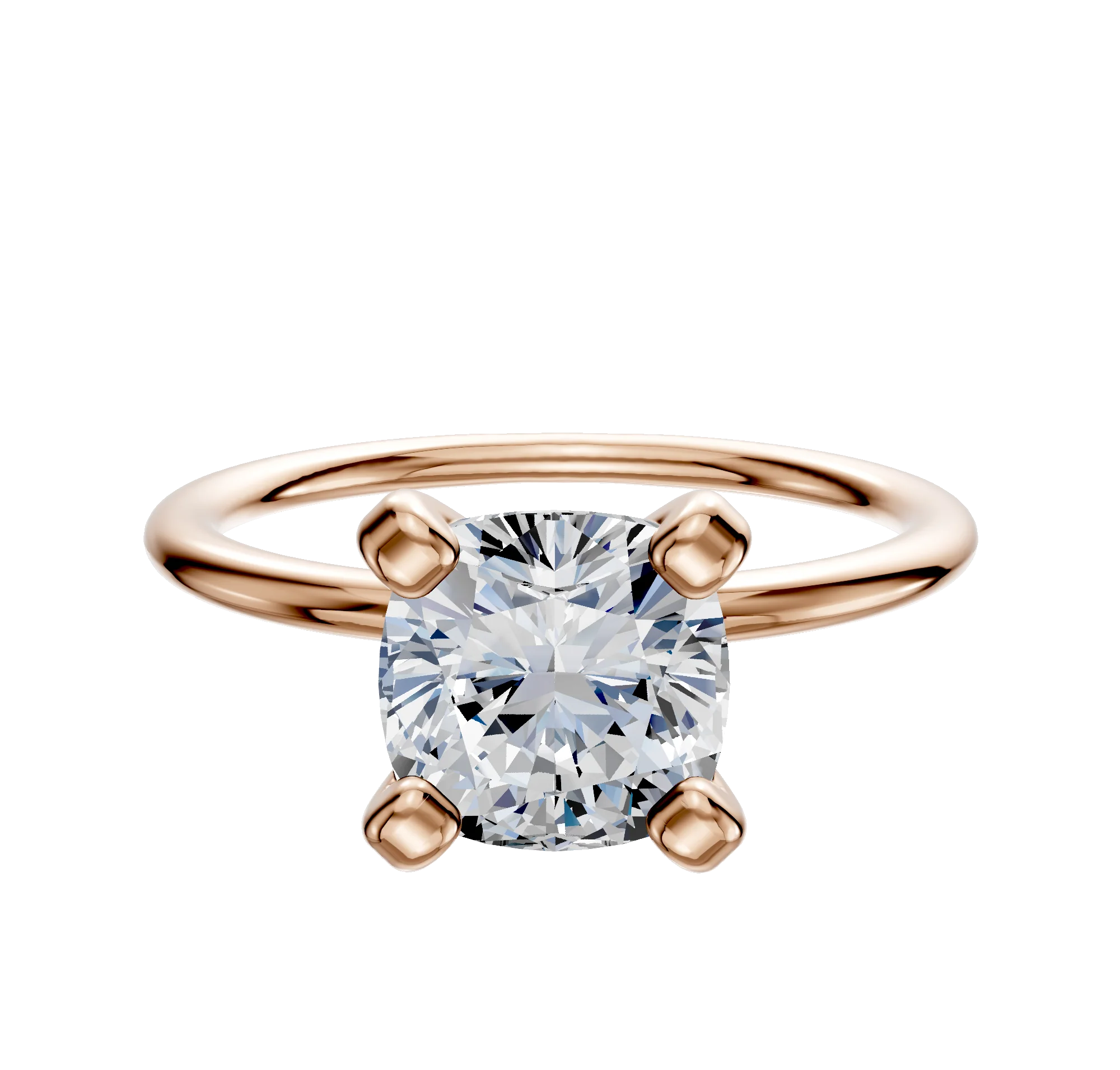 18K Rose Gold 4 Prong Classic Dome 1.5mm Engagement Ring