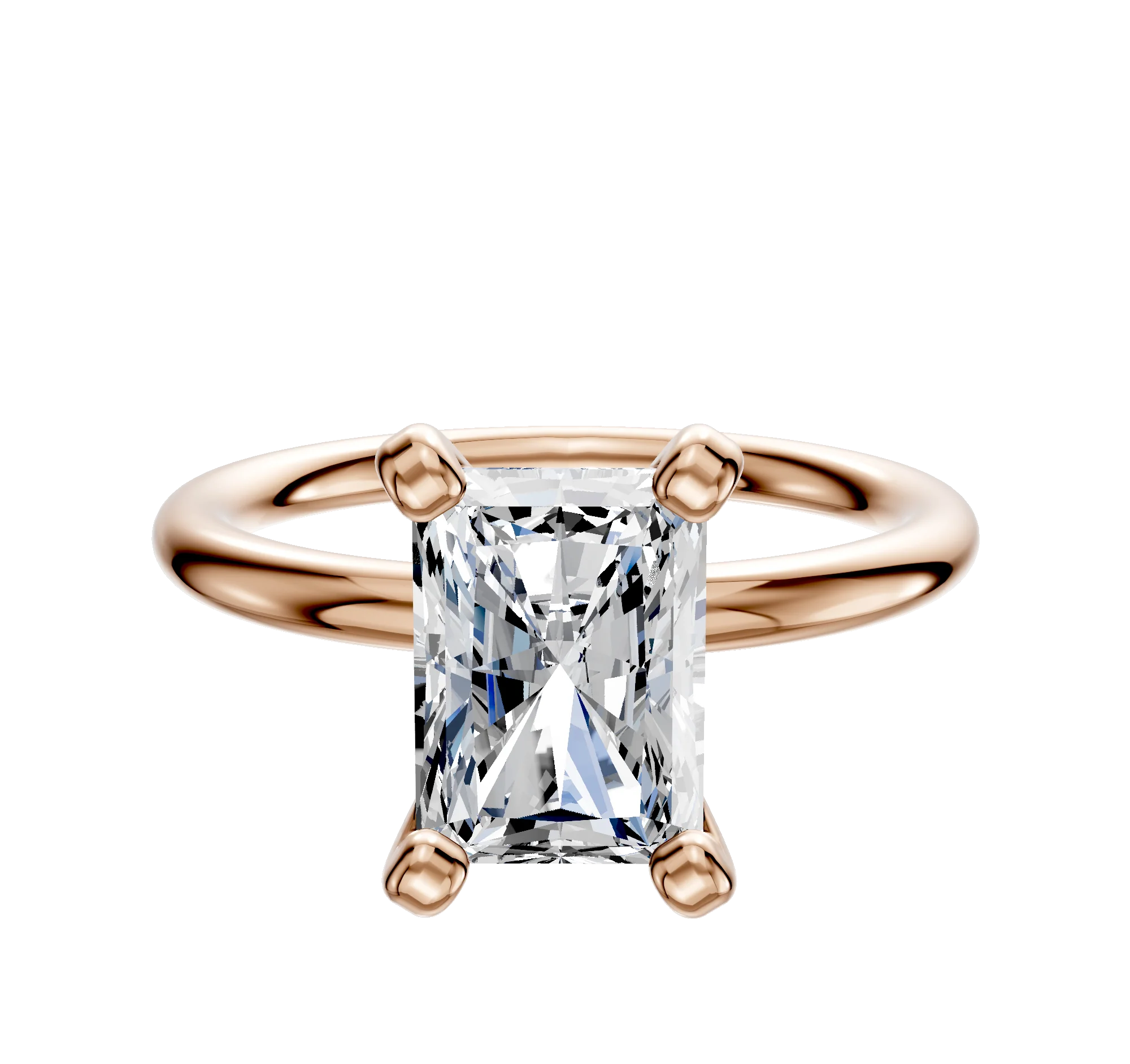 18K Rose Gold 4 Prong Classic Dome 2.0mm Engagement Ring