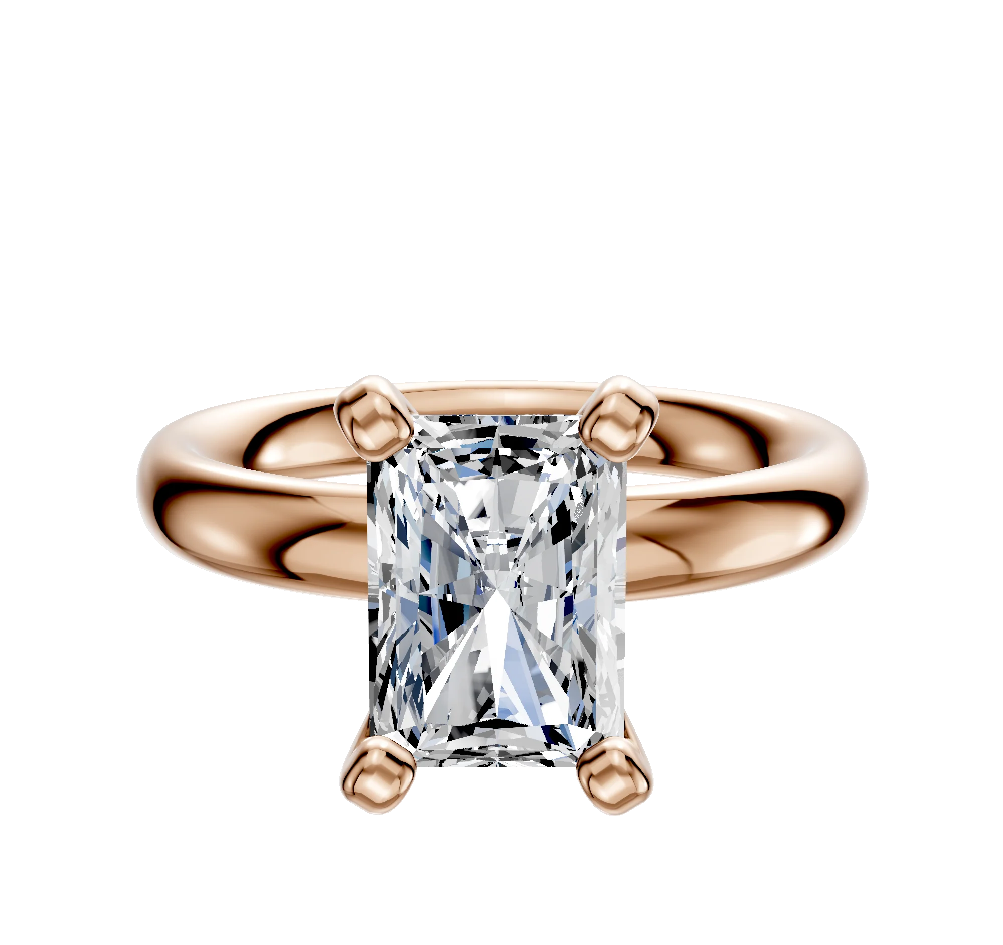 18K Rose Gold 4 Prong Classic Dome 3.0mm Engagement Ring