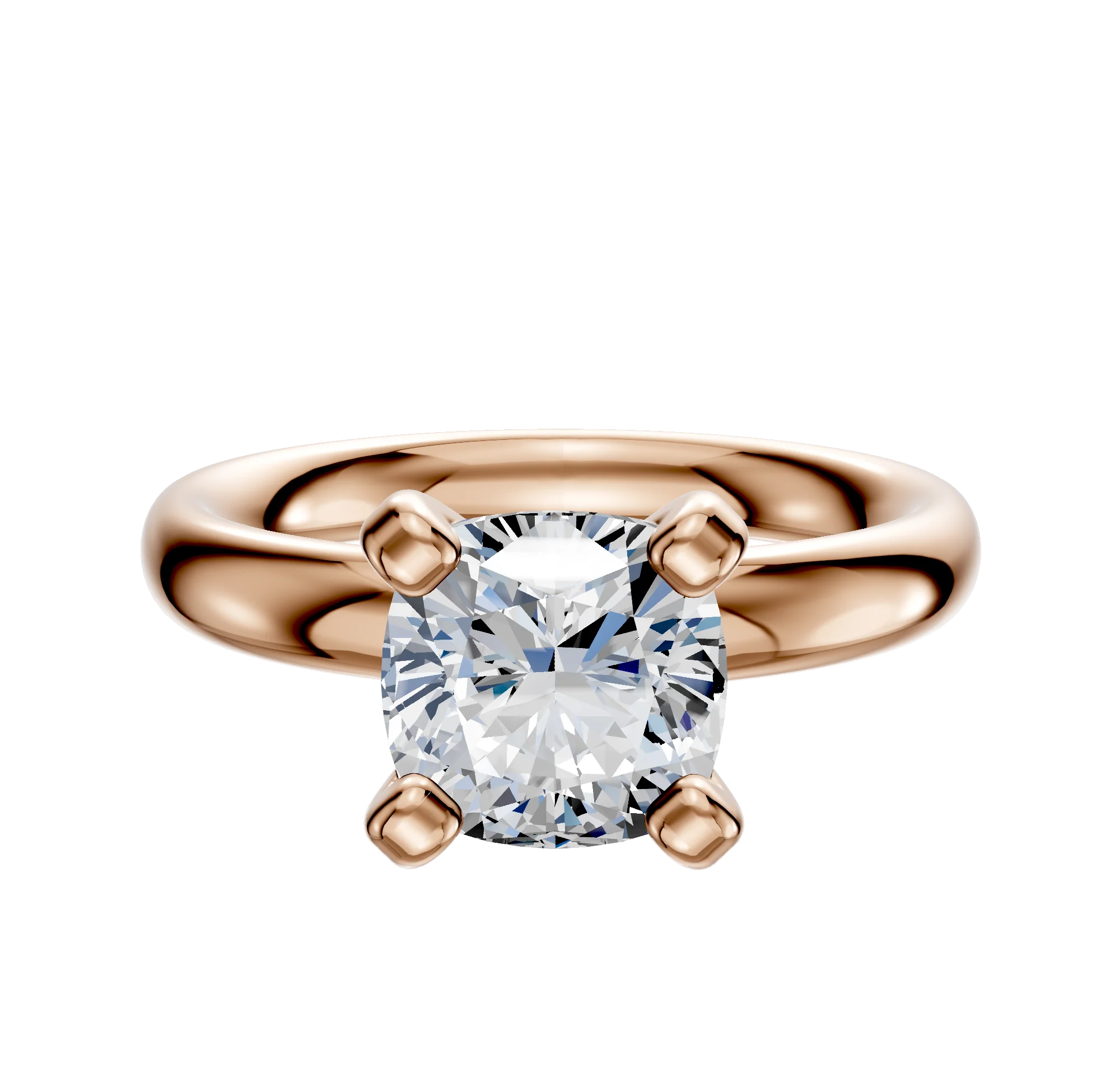 18K Rose Gold 4 Prong Classic Dome 3.0mm Engagement Ring