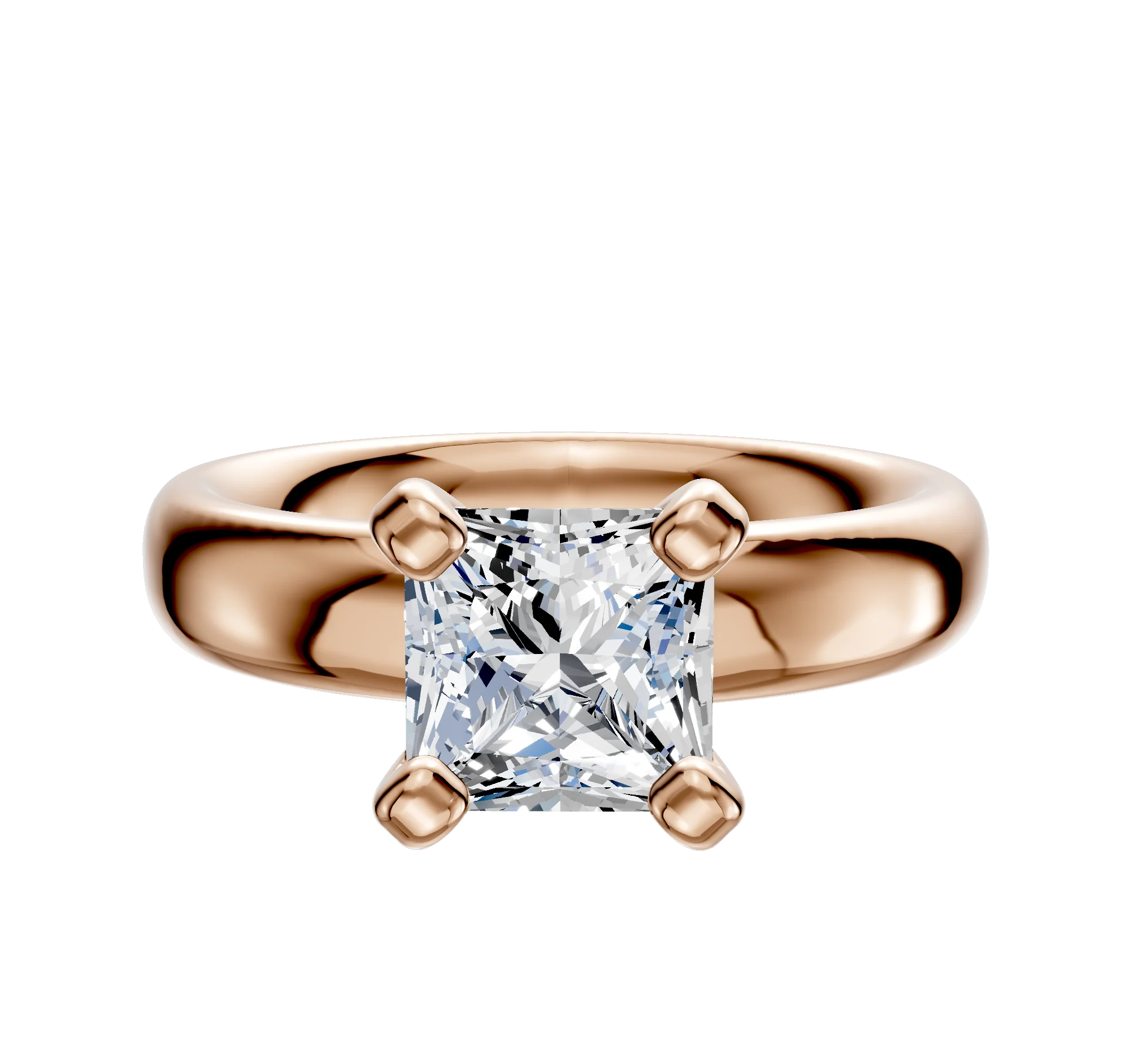18K Rose Gold 4 Prong Classic Dome 4.0mm Engagement Ring