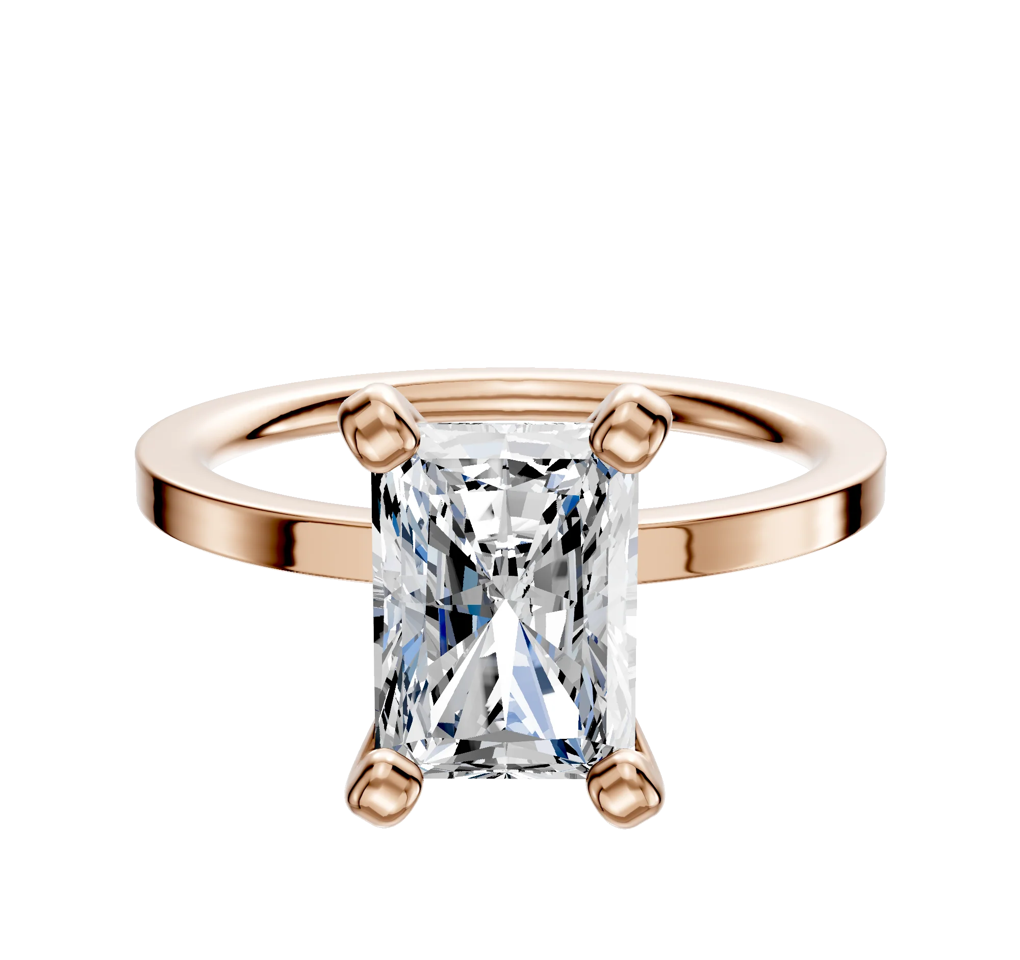 18K Rose Gold 4 Prong Classic Flat 1.5mm Engagement Ring