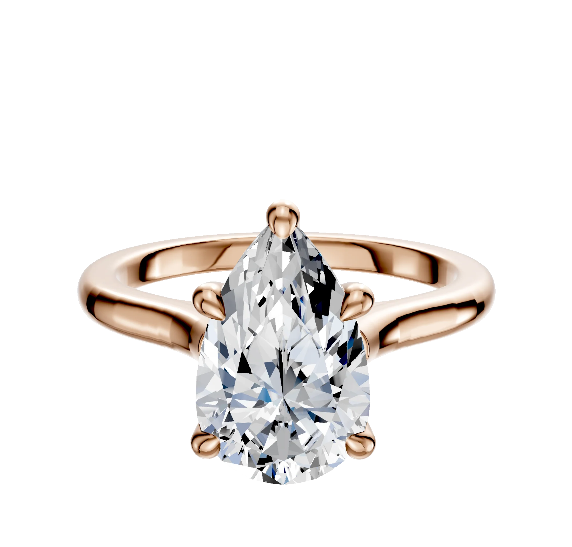 18K Rose Gold 4 Prong Hidden Halo Cathedral Dome 2.0mm Engagement Ring