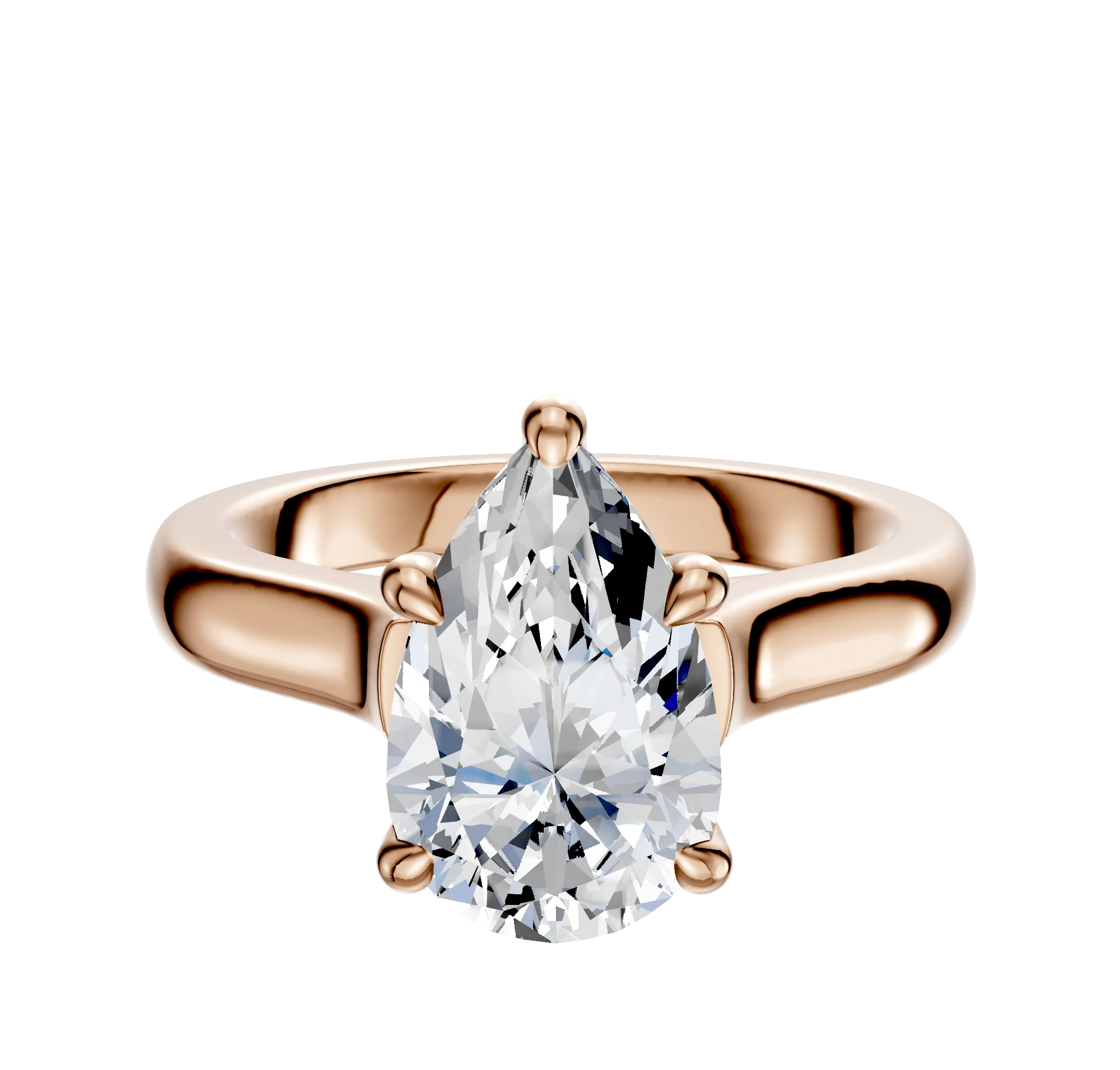18K Rose Gold 4 Prong Hidden Halo Cathedral Dome 3.0mm Engagement Ring