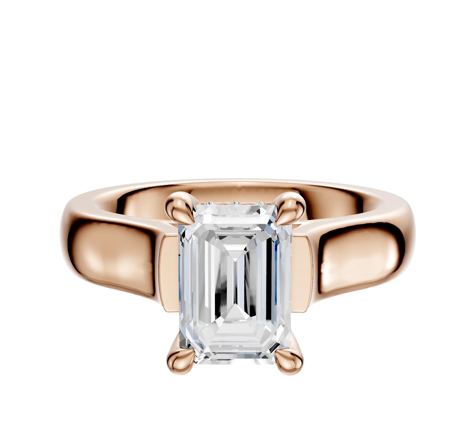 18K Rose Gold 4 Prong Hidden Halo Cathedral Dome 4.0mm Engagement Ring