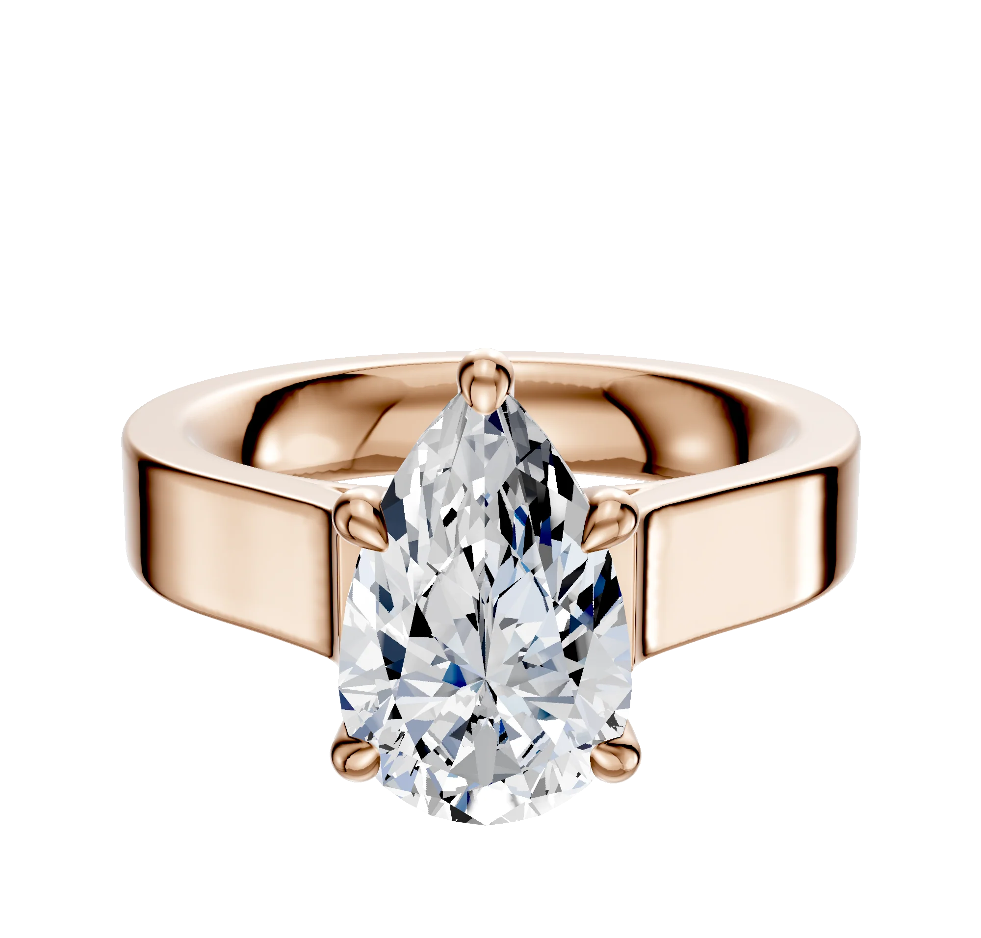 18K Rose Gold 4 Prong Hidden Halo Cathedral Flat 4.0mm Engagement Ring
