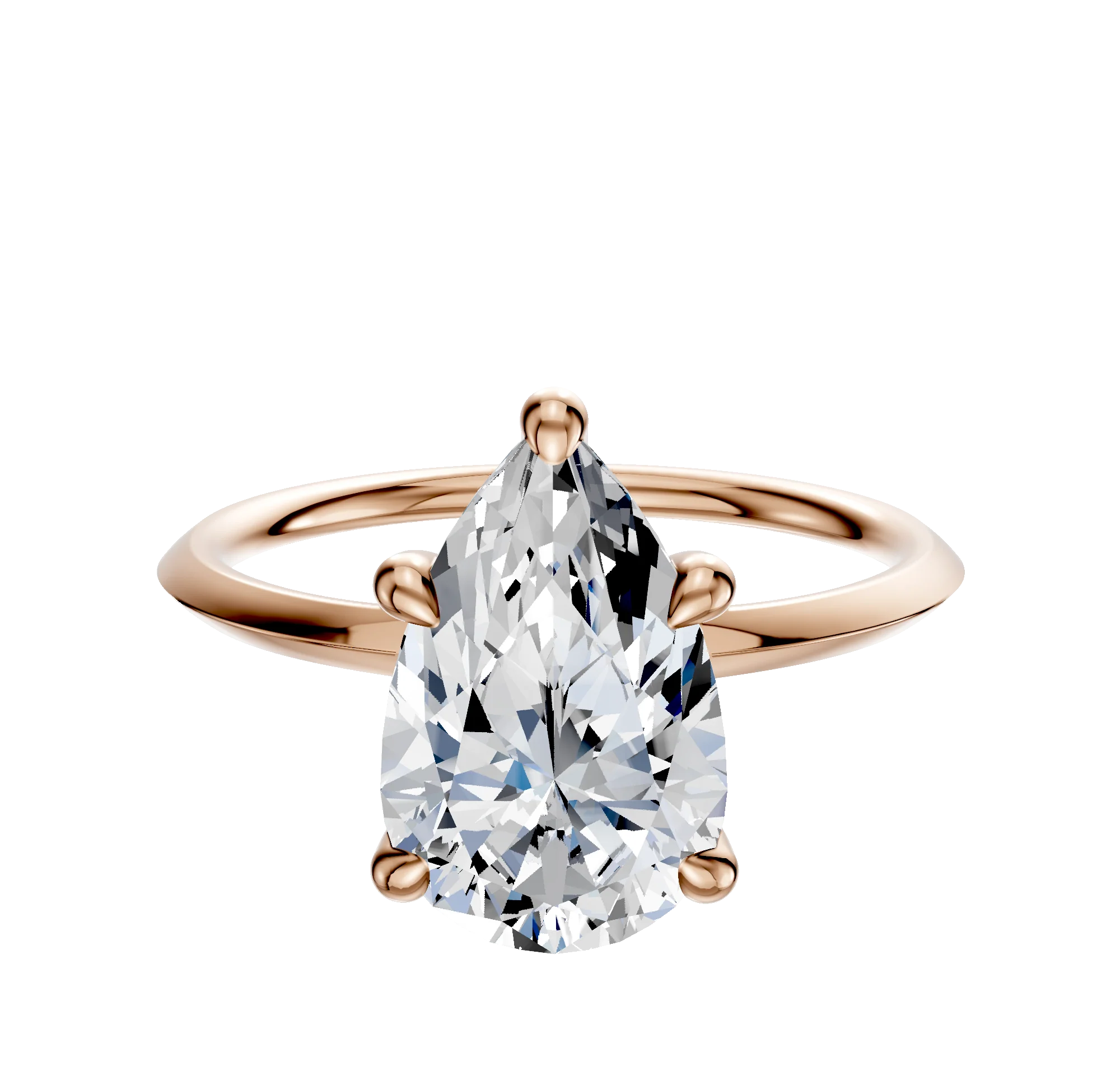 18K Rose Gold 4 Prong Hidden Halo Classic Knife Edge 1.5mm Engagement Ring
