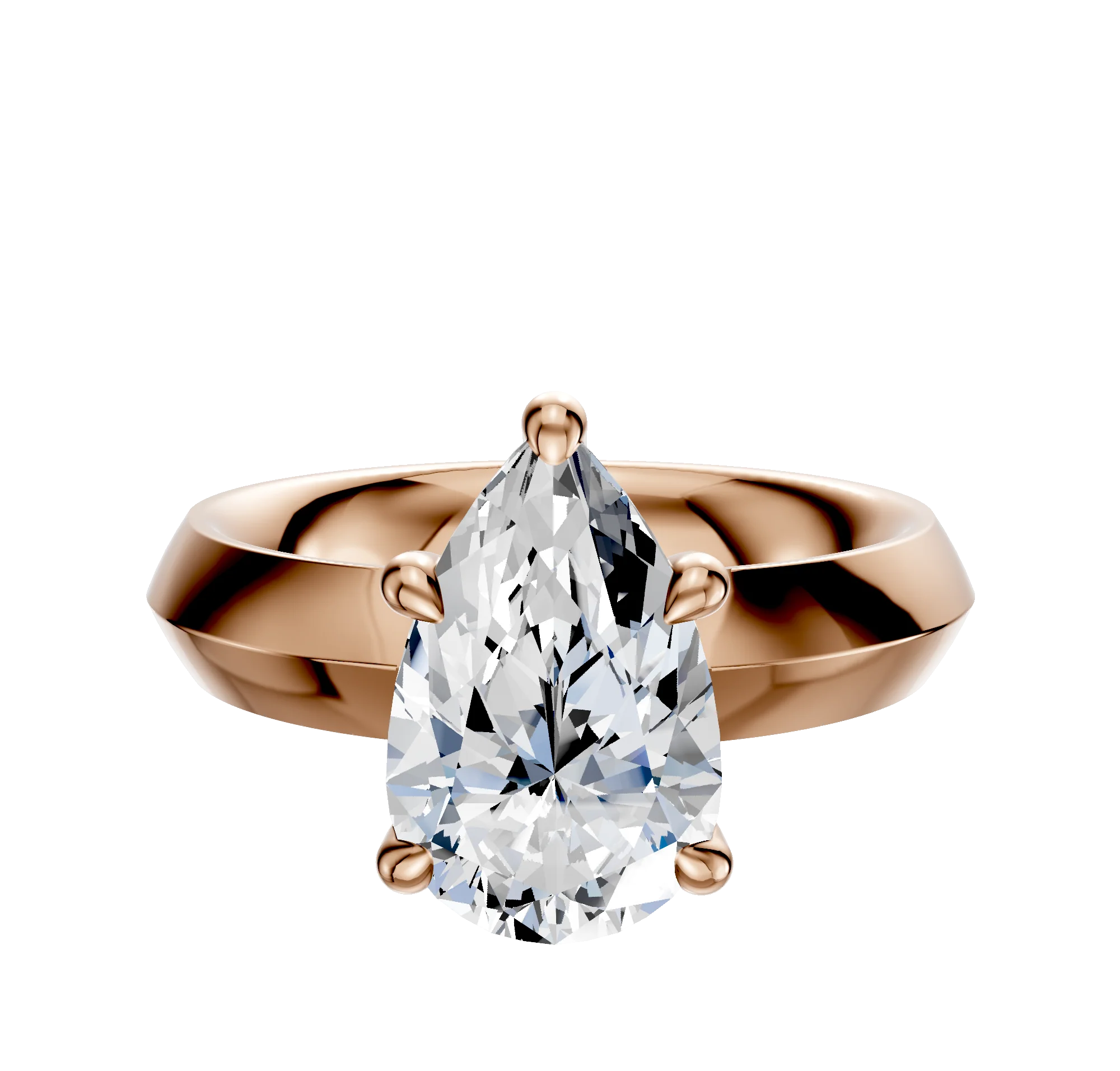 18K Rose Gold 4 Prong Hidden Halo Classic Knife Edge 4.0mm Engagement Ring