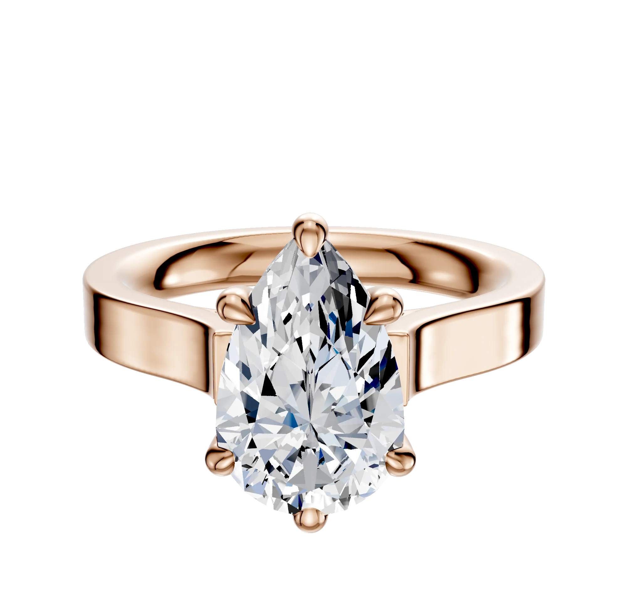 18K Rose Gold 6 Prong Basket Cathedral Flat 3.0mm Engagement Ring