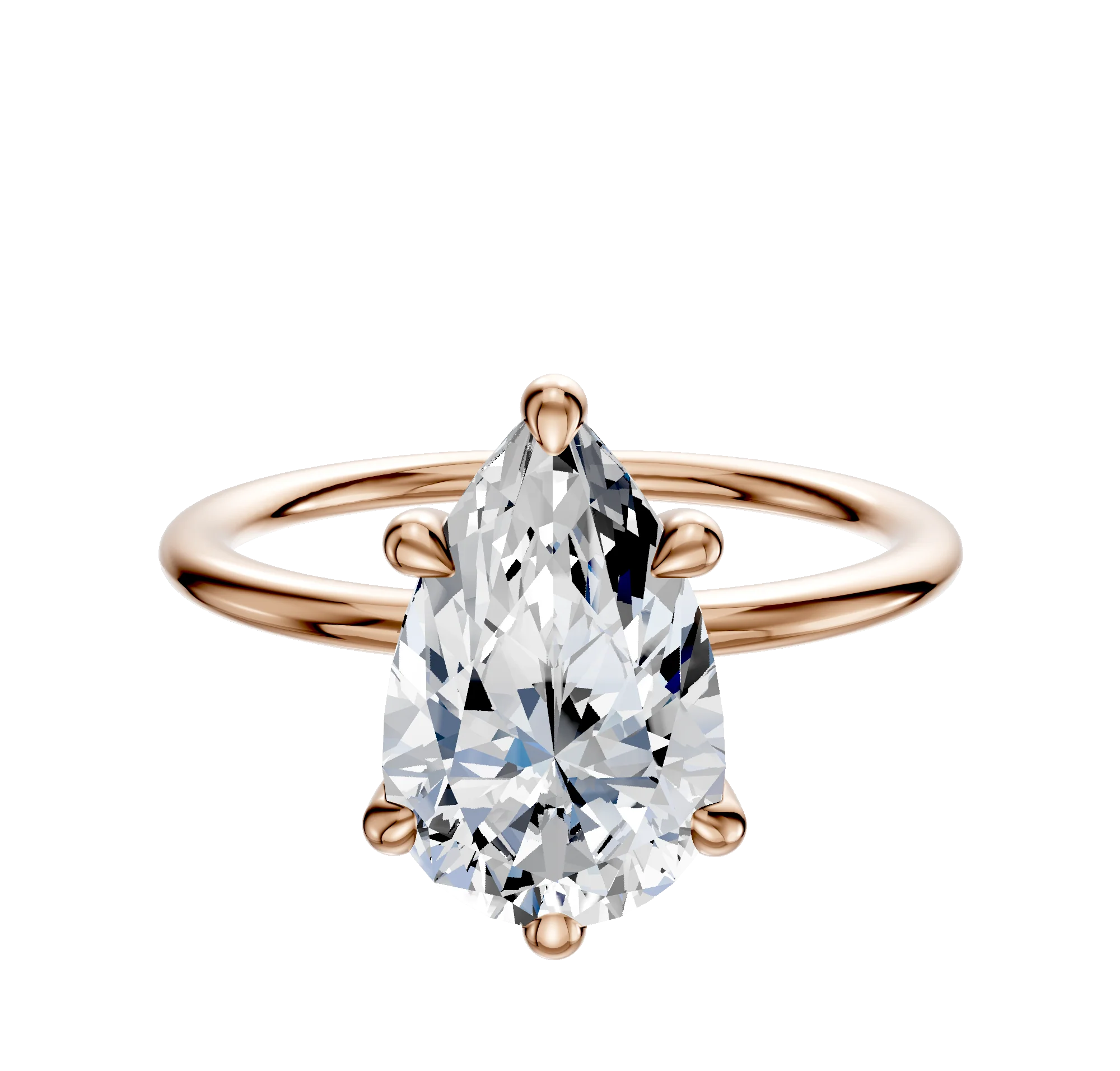 18K Rose Gold 6 Prong Basket Classic Dome 1.5mm Engagement Ring