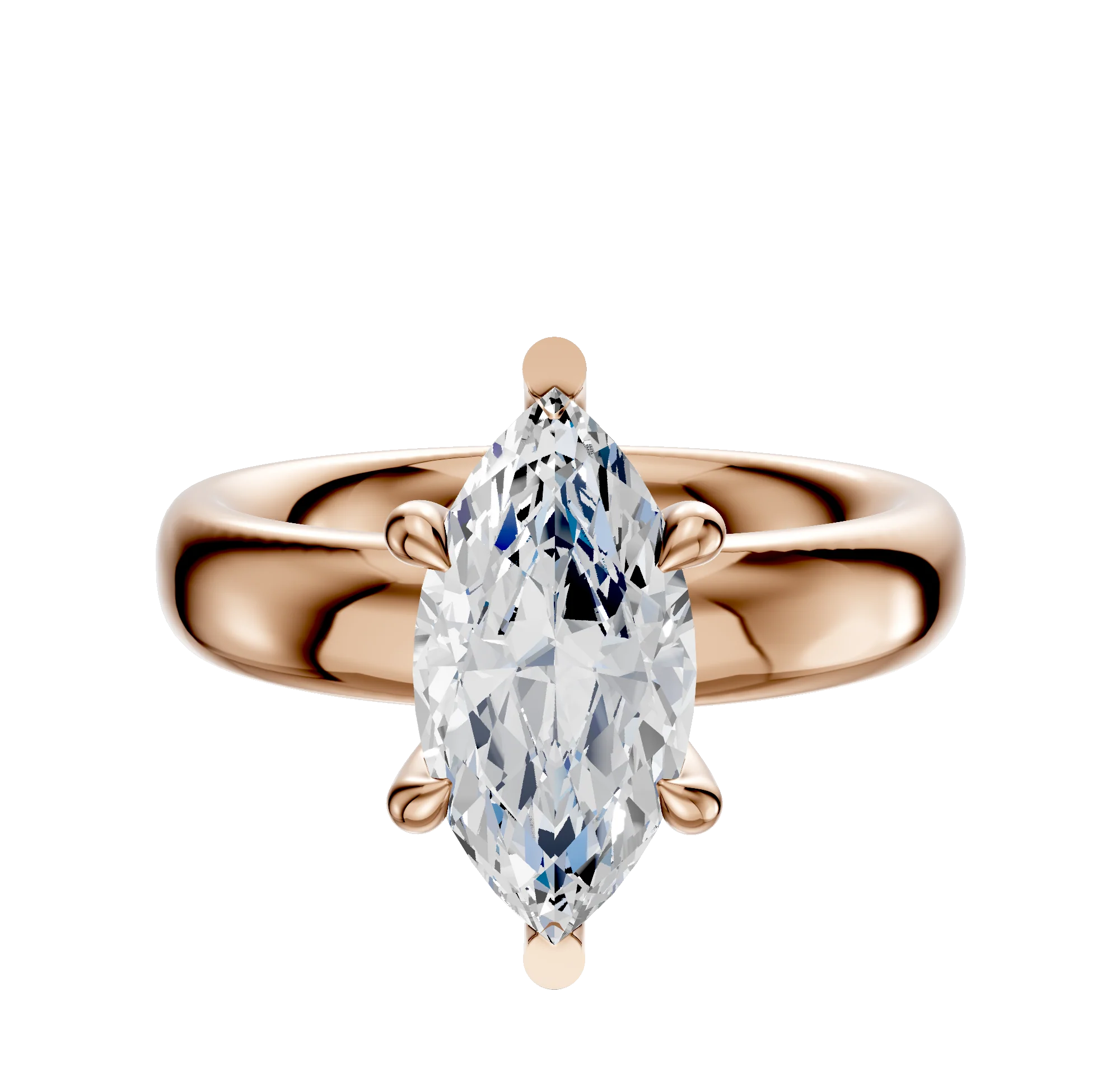 18K Rose Gold 6 Prong Basket Classic Dome 4.0mm Engagement Ring