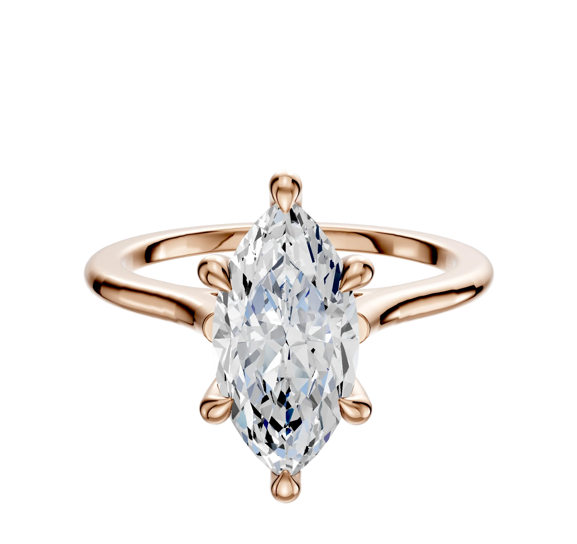 18K Rose Gold 6 Prong Hidden Halo Cathedral Dome 1.5mm Engagement Ring