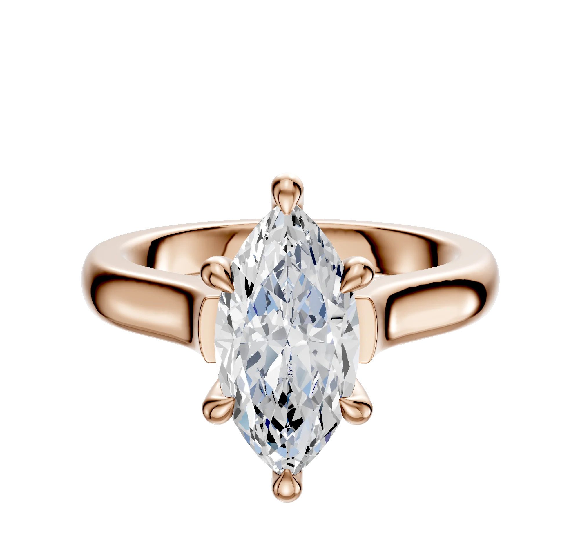 18K Rose Gold 6 Prong Hidden Halo Cathedral Dome 3.0mm Engagement Ring