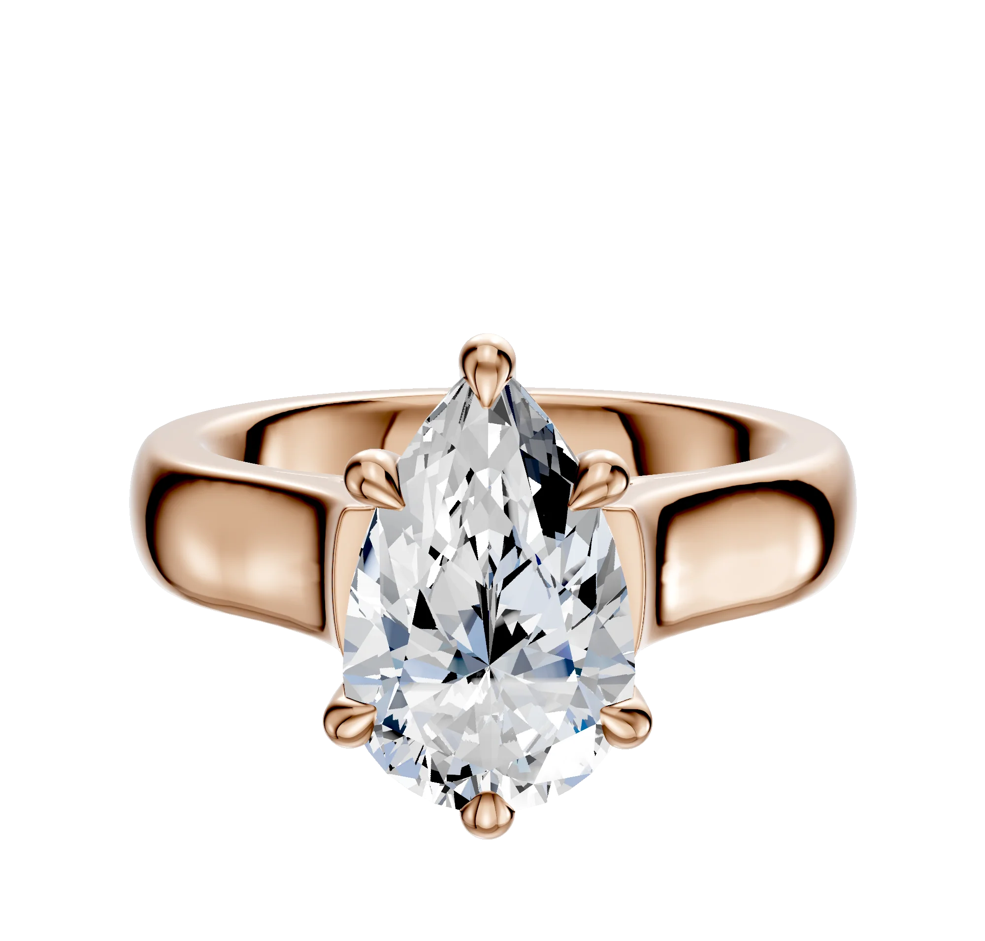 18K Rose Gold 6 Prong Hidden Halo Cathedral Dome 4.0mm Engagement Ring