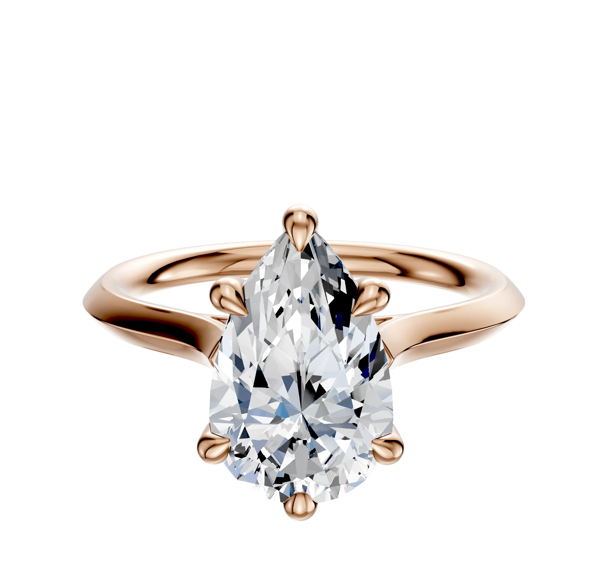 18K Rose Gold 6 Prong Hidden Halo Cathedral Knife Edge 2.0mm Engagement Ring