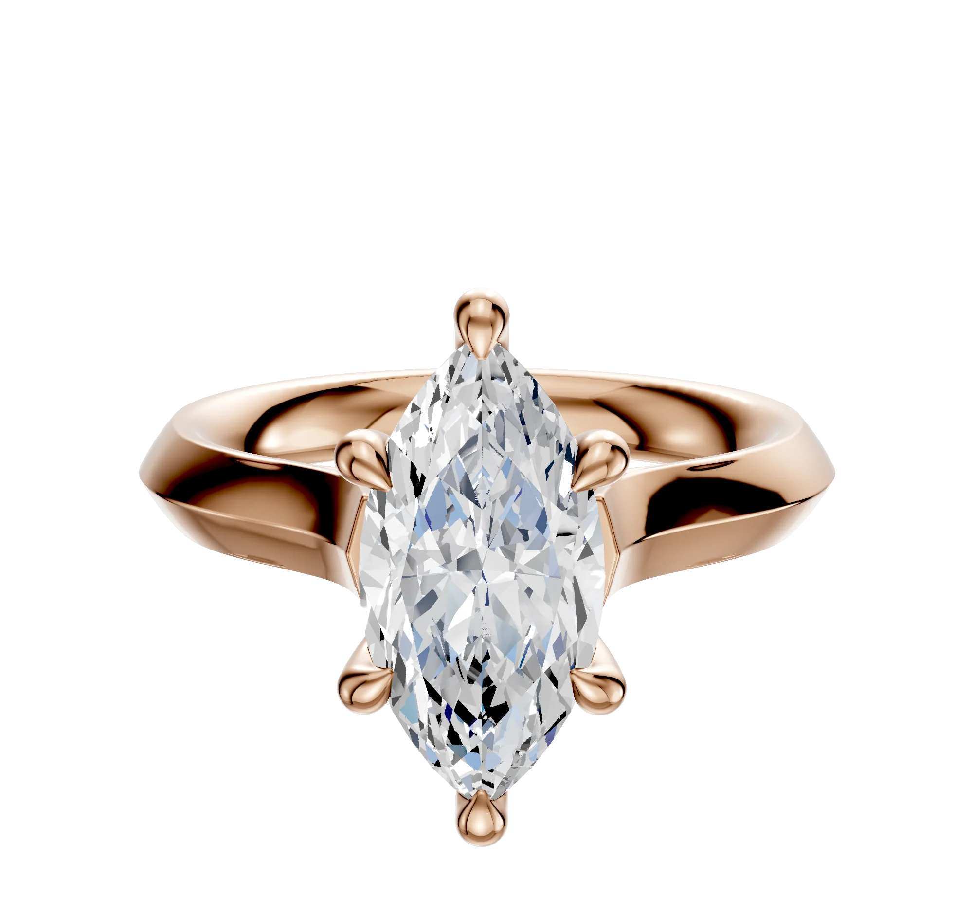 18K Rose Gold 6 Prong Hidden Halo Cathedral Knife Edge 3.0mm Engagement Ring