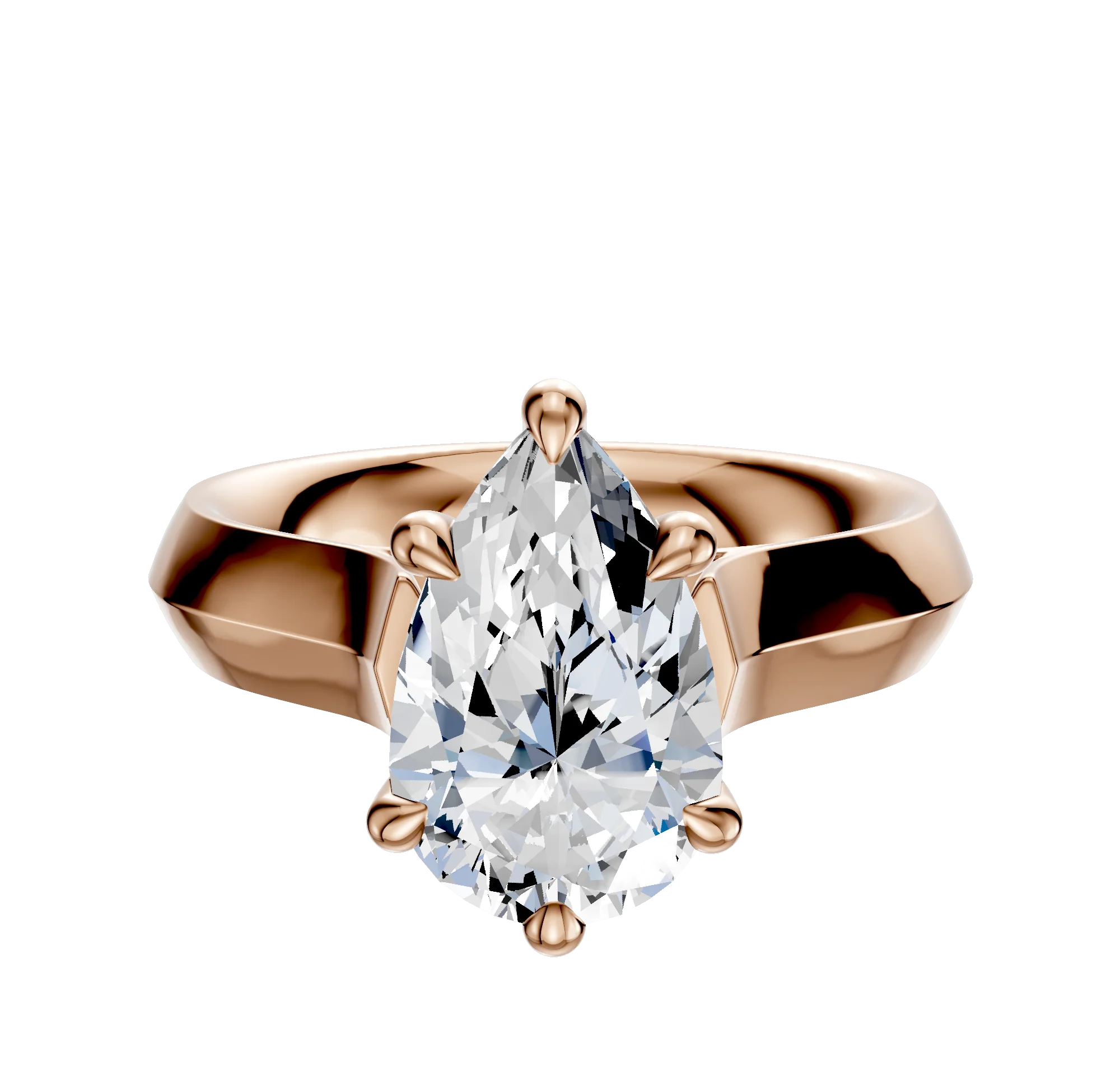 18K Rose Gold 6 Prong Hidden Halo Cathedral Knife Edge 4.0mm Engagement Ring