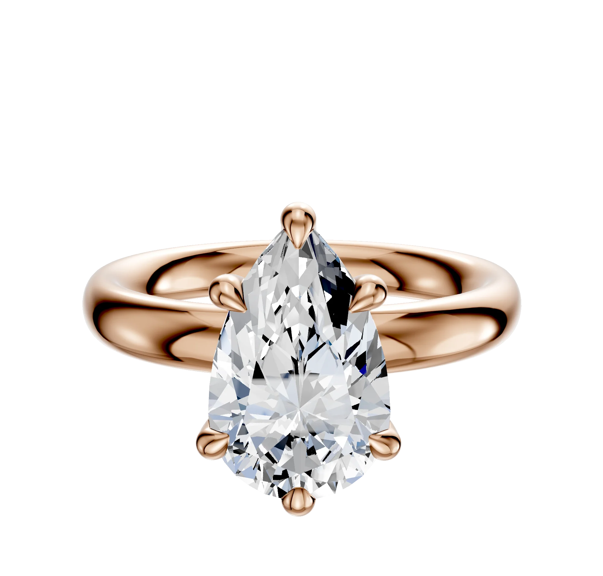 18K Rose Gold 6 Prong Hidden Halo Classic Dome 3.0mm Engagement Ring
