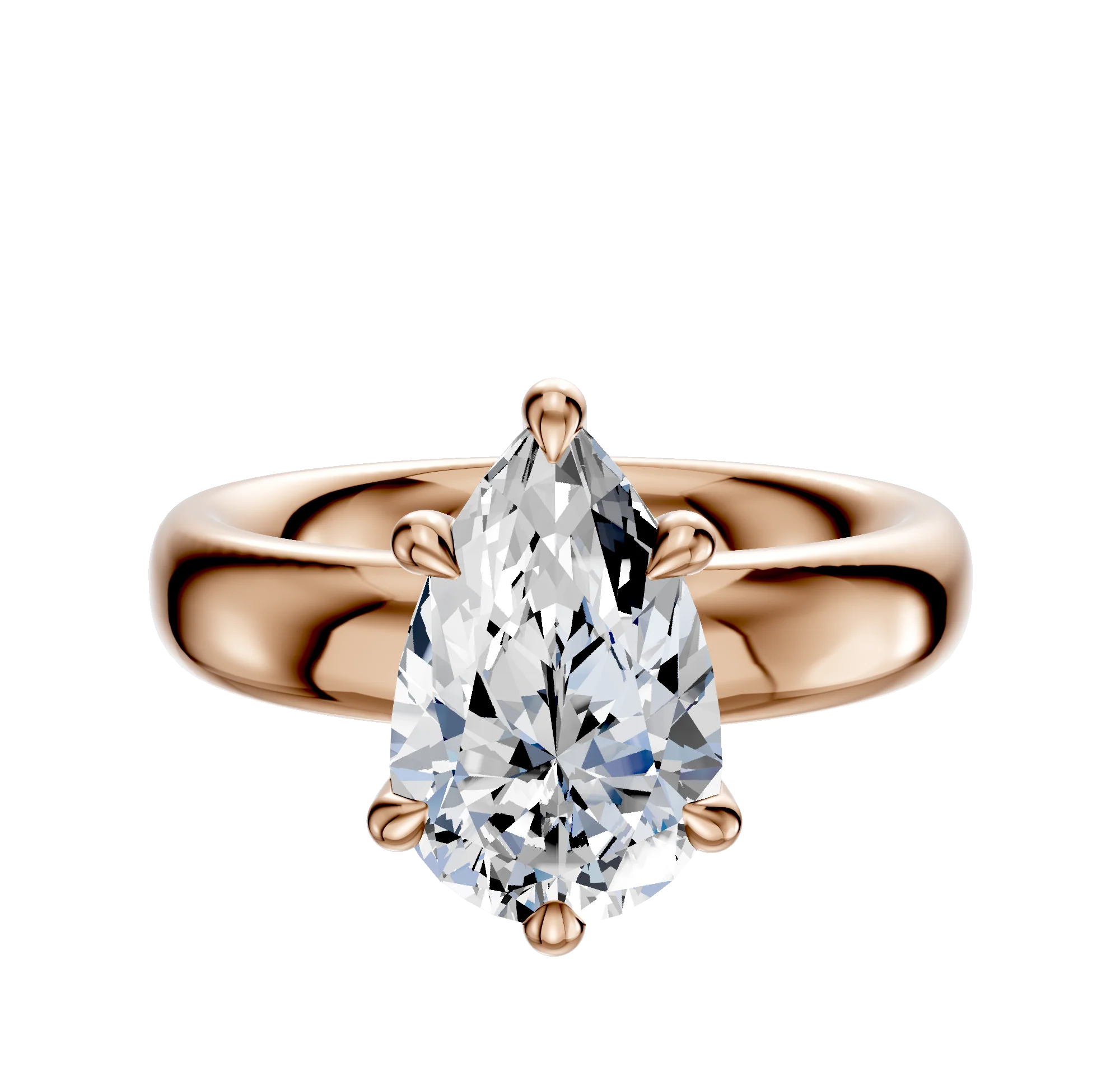 18K Rose Gold 6 Prong Hidden Halo Classic Dome 4.0mm Engagement Ring