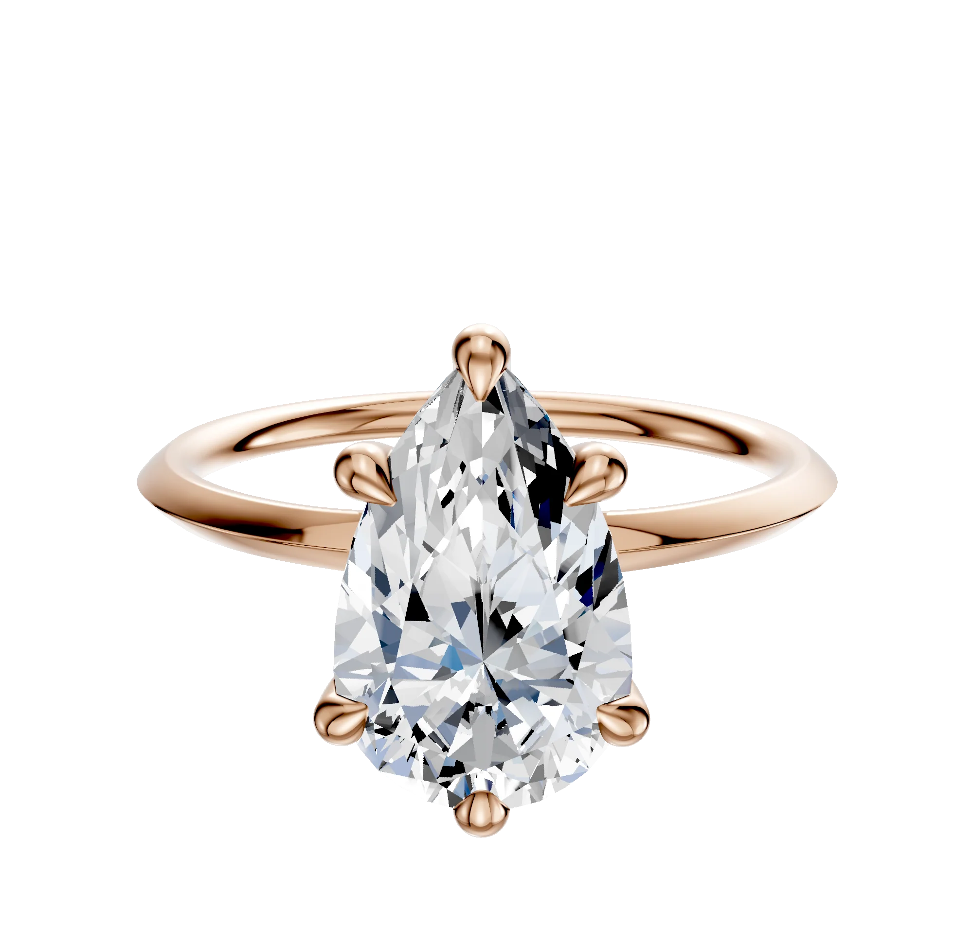 18K Rose Gold 6 Prong Hidden Halo Classic Knife Edge 1.5mm Engagement Ring