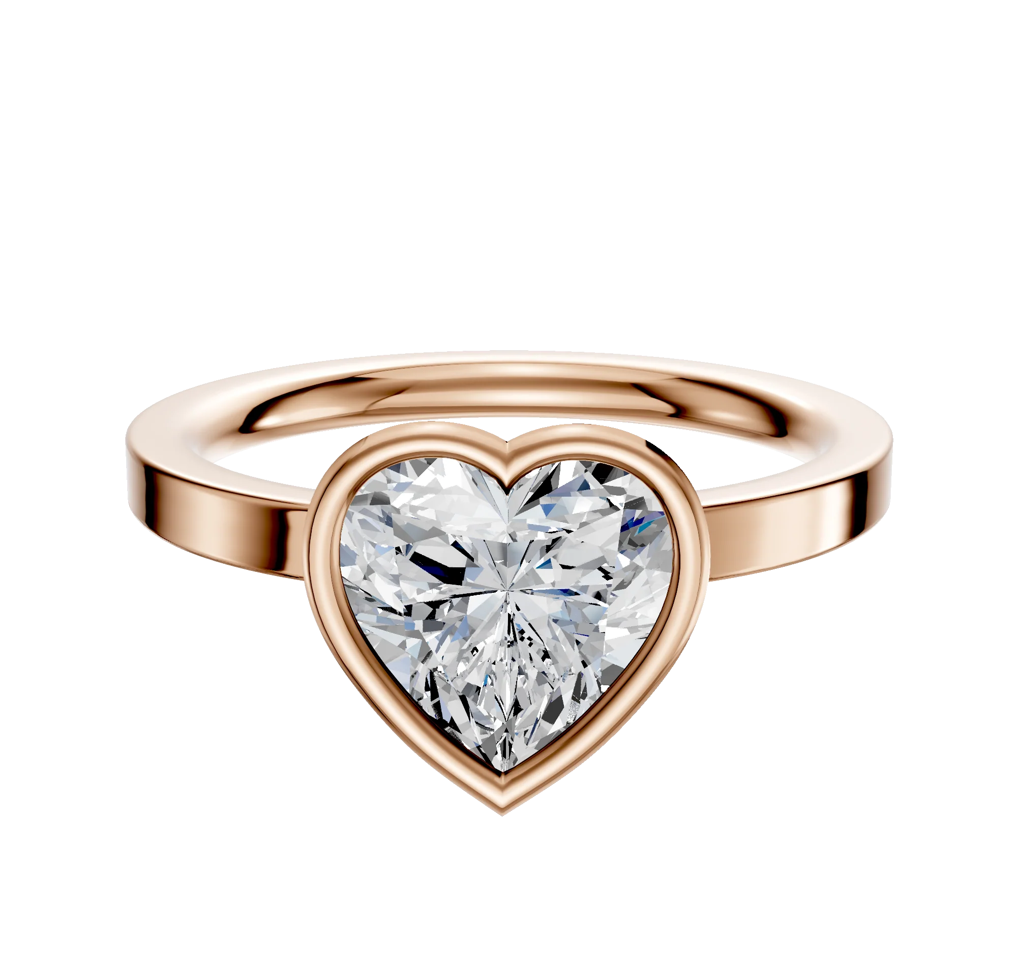 18K Rose Gold Bezel Full Bezel East/West Classic Flat 2.0mm Engagement Ring