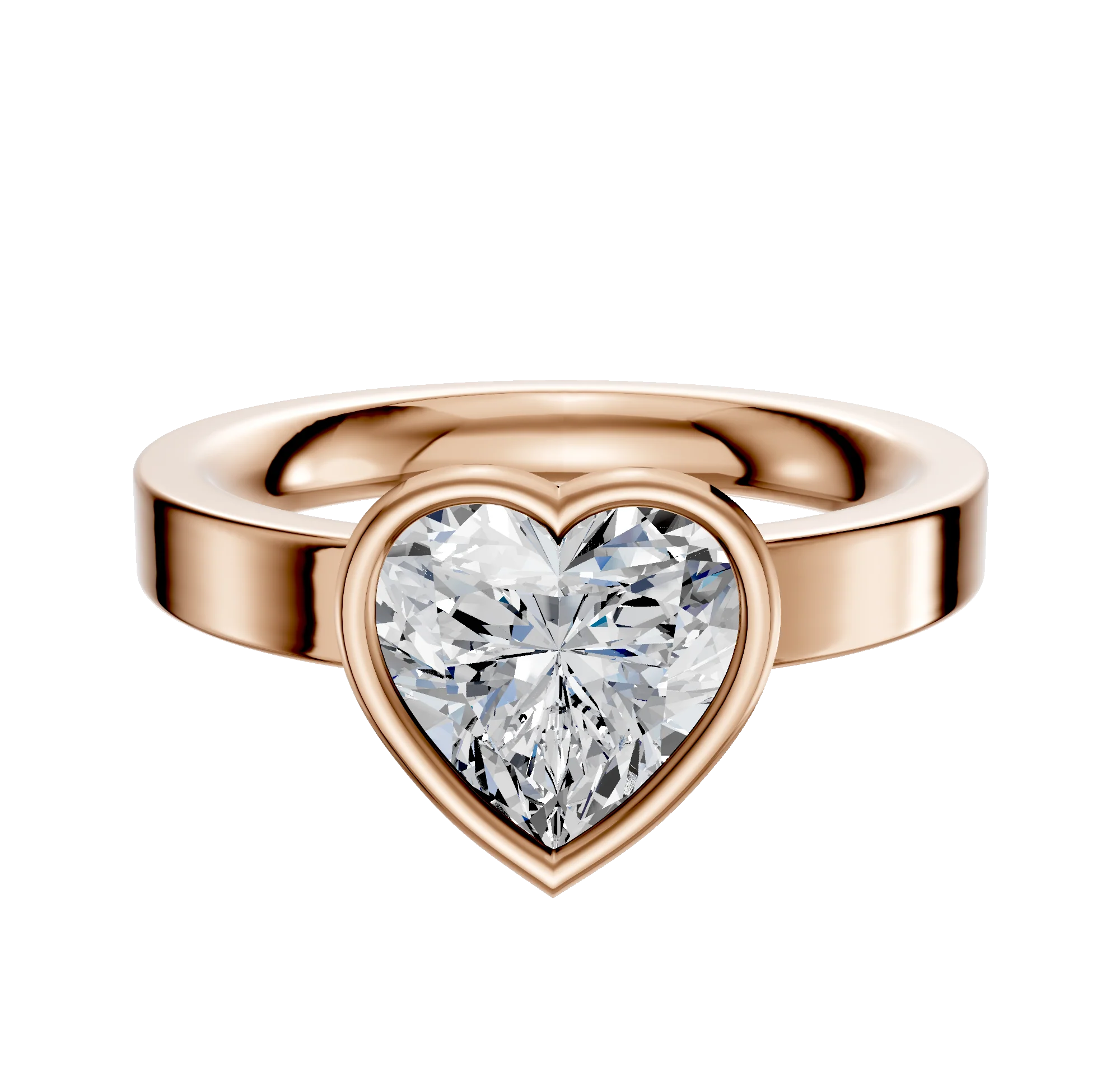 18K Rose Gold Bezel Full Bezel East/West Classic Flat 3.0mm Engagement Ring
