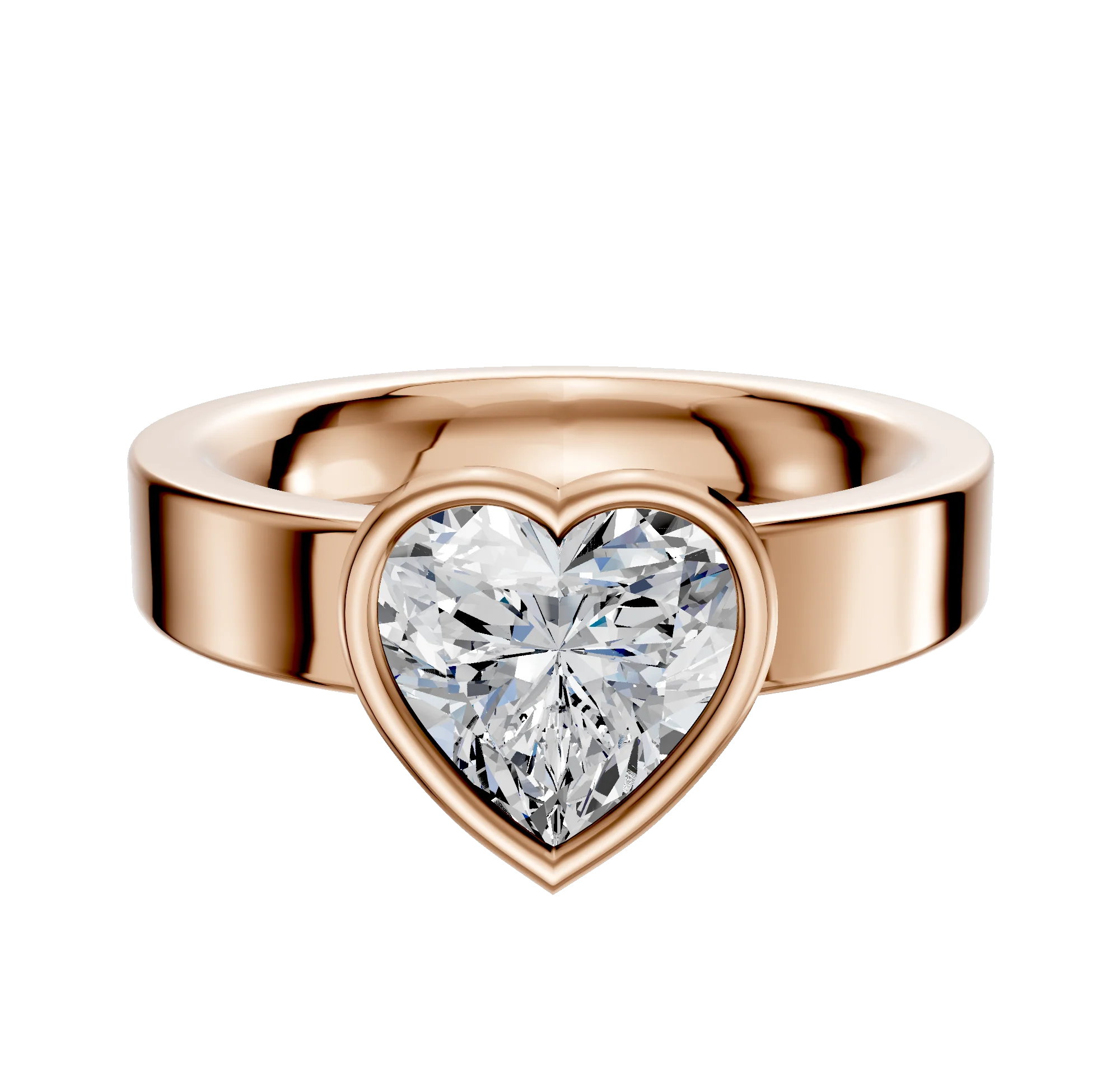 18K Rose Gold Bezel Full Bezel East/West Classic Flat 4.0mm Engagement Ring