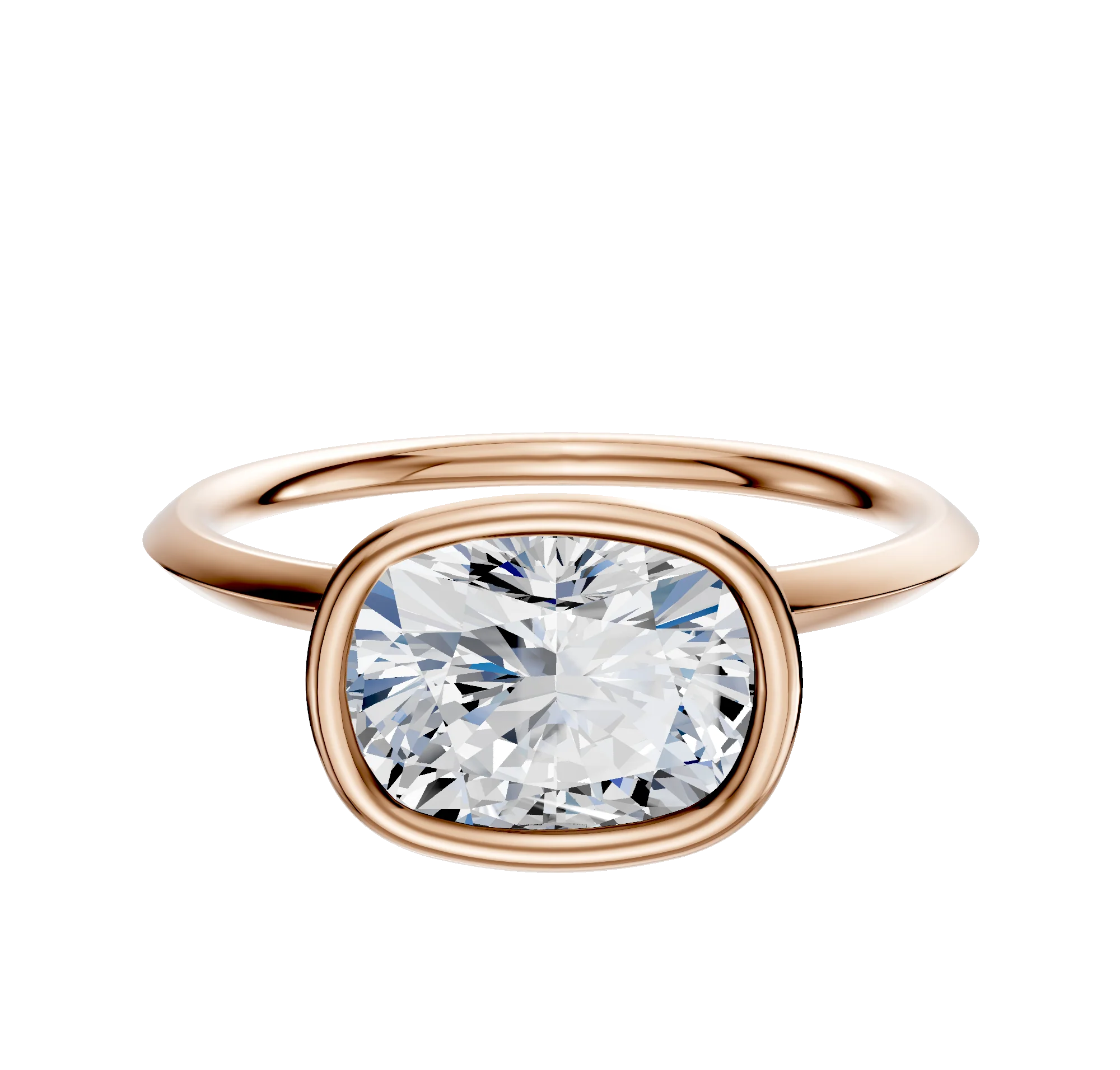 18K Rose Gold Bezel Full Bezel East/West Classic Knife Edge 1.5mm Engagement Ring