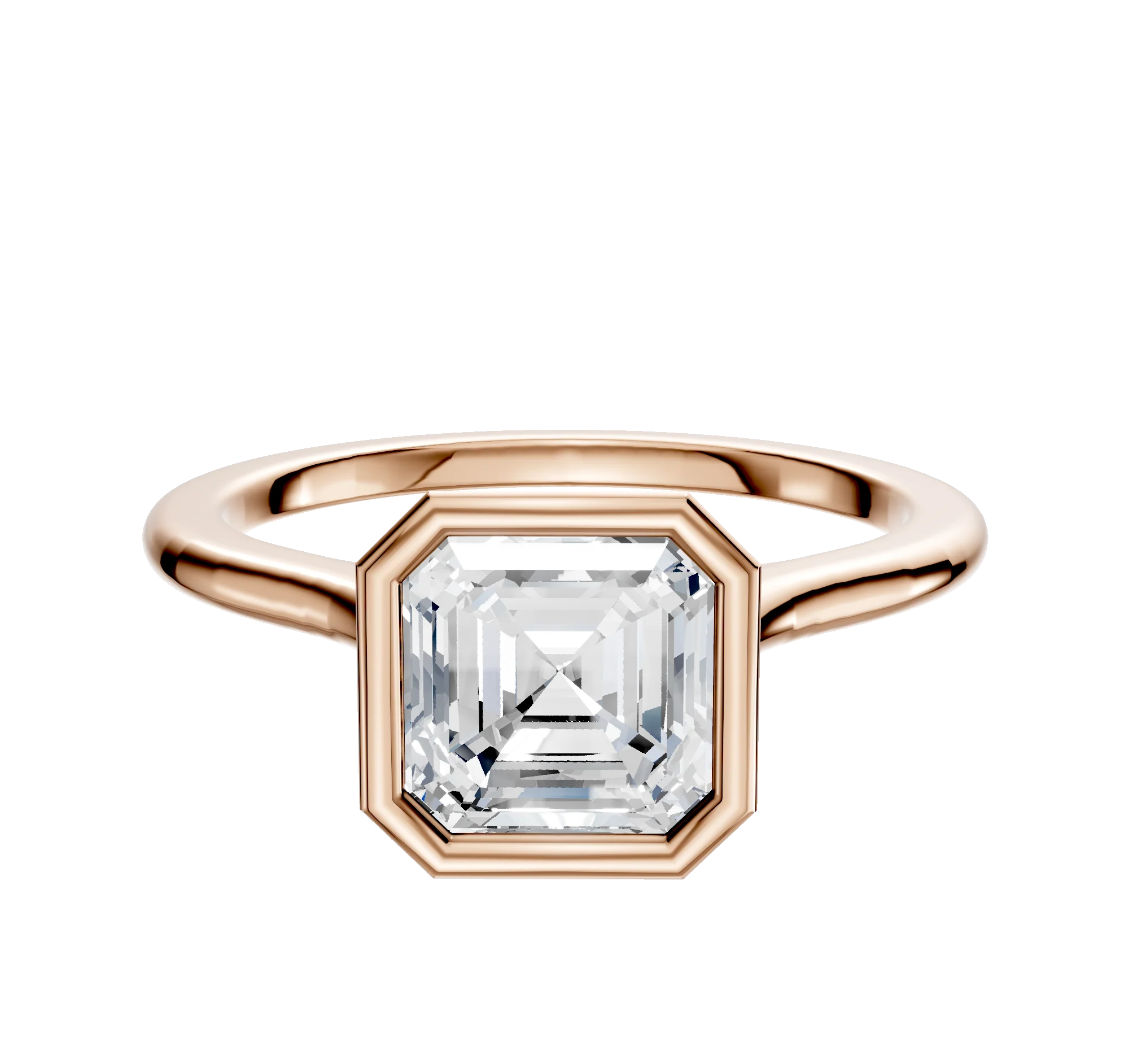 18K Rose Gold Bezel Full Bezel North/South Cathedral Dome 1.5mm Engagement Ring
