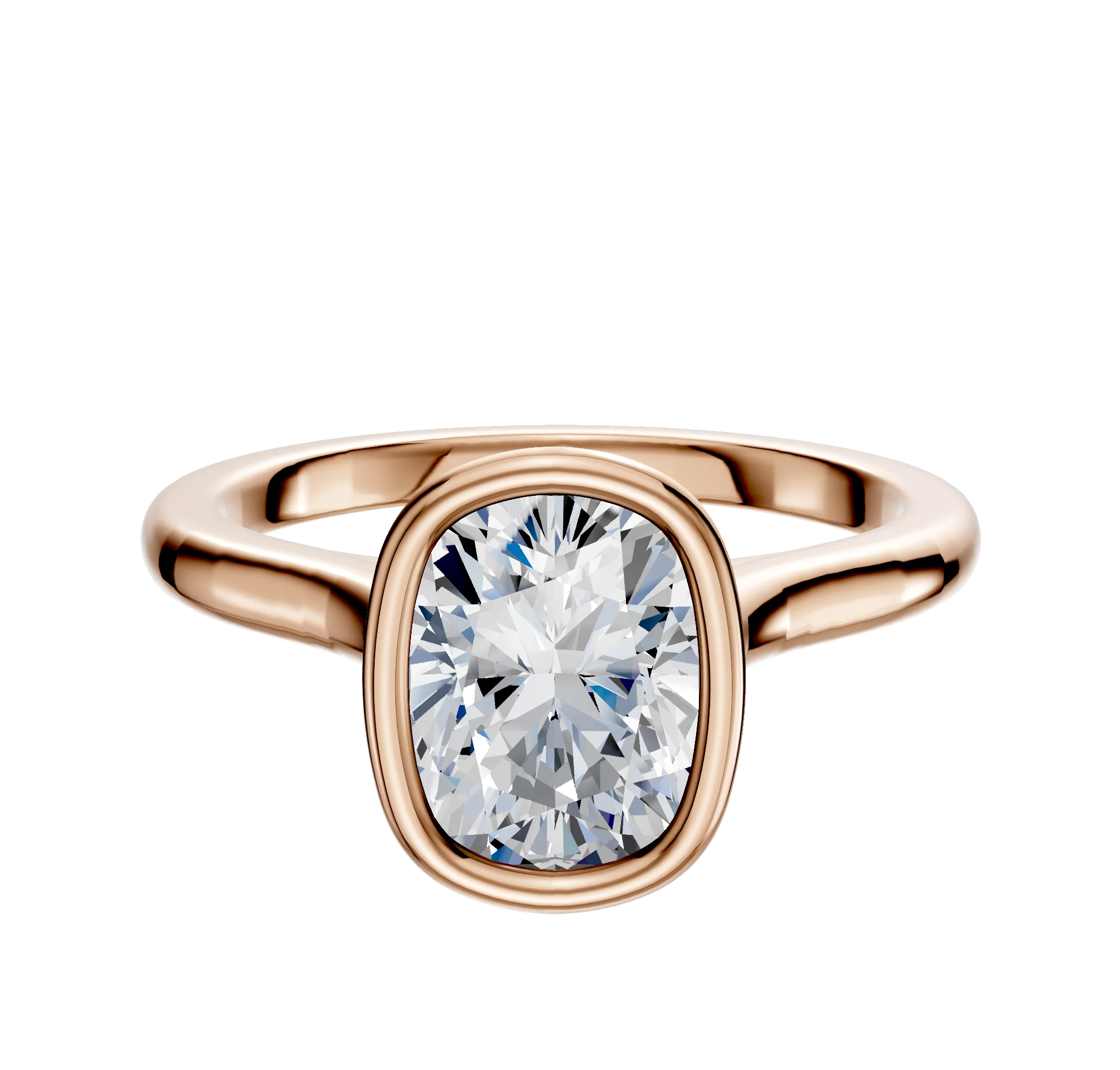 18K Rose Gold Bezel Full Bezel North/South Cathedral Dome 2.0mm Engagement Ring
