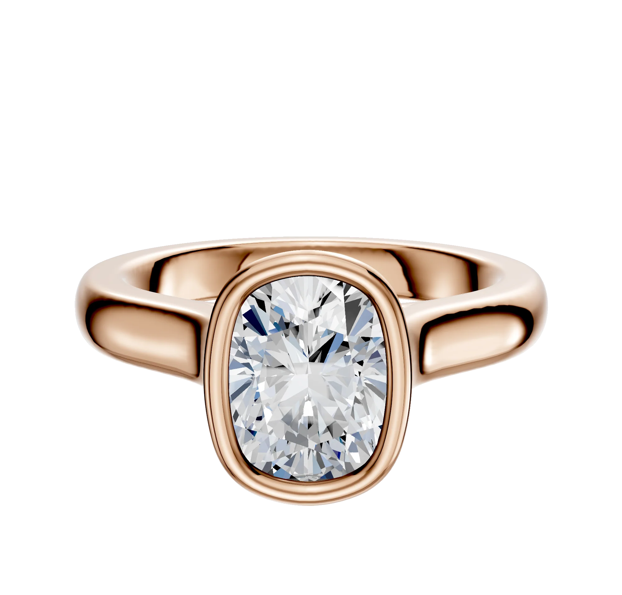 18K Rose Gold Bezel Full Bezel North/South Cathedral Dome 3.0mm Engagement Ring