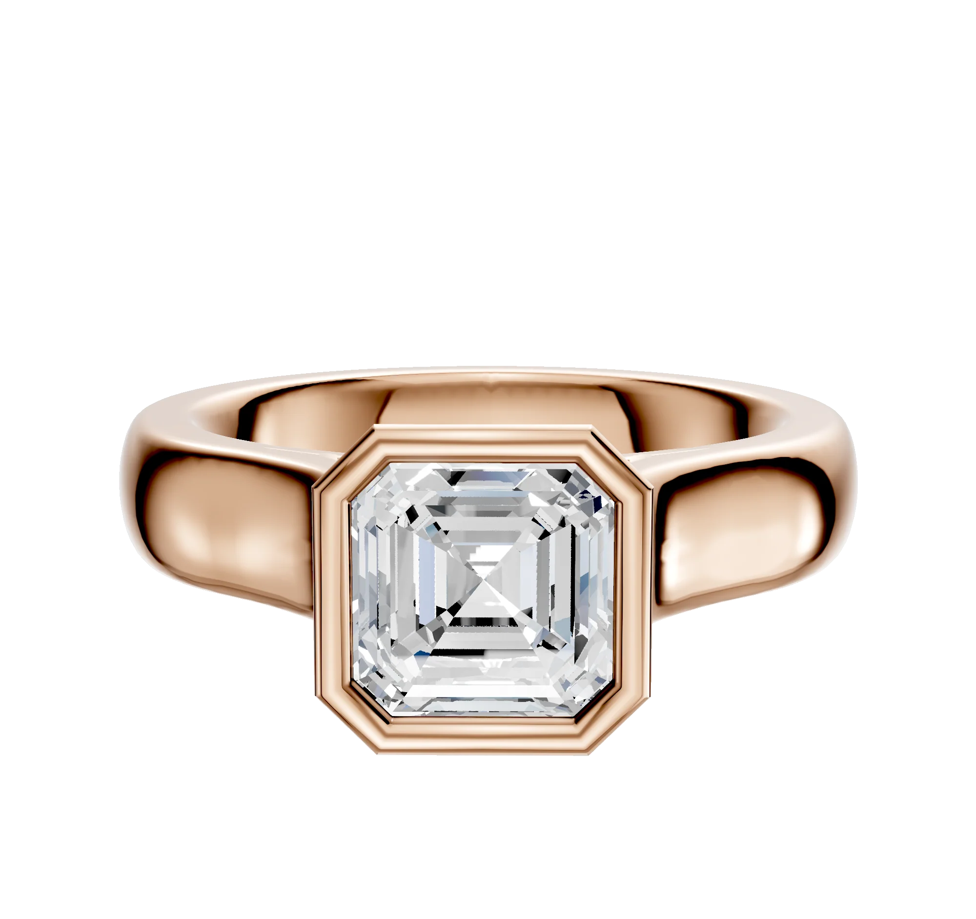 18K Rose Gold Bezel Full Bezel North/South Cathedral Dome 4.0mm Engagement Ring