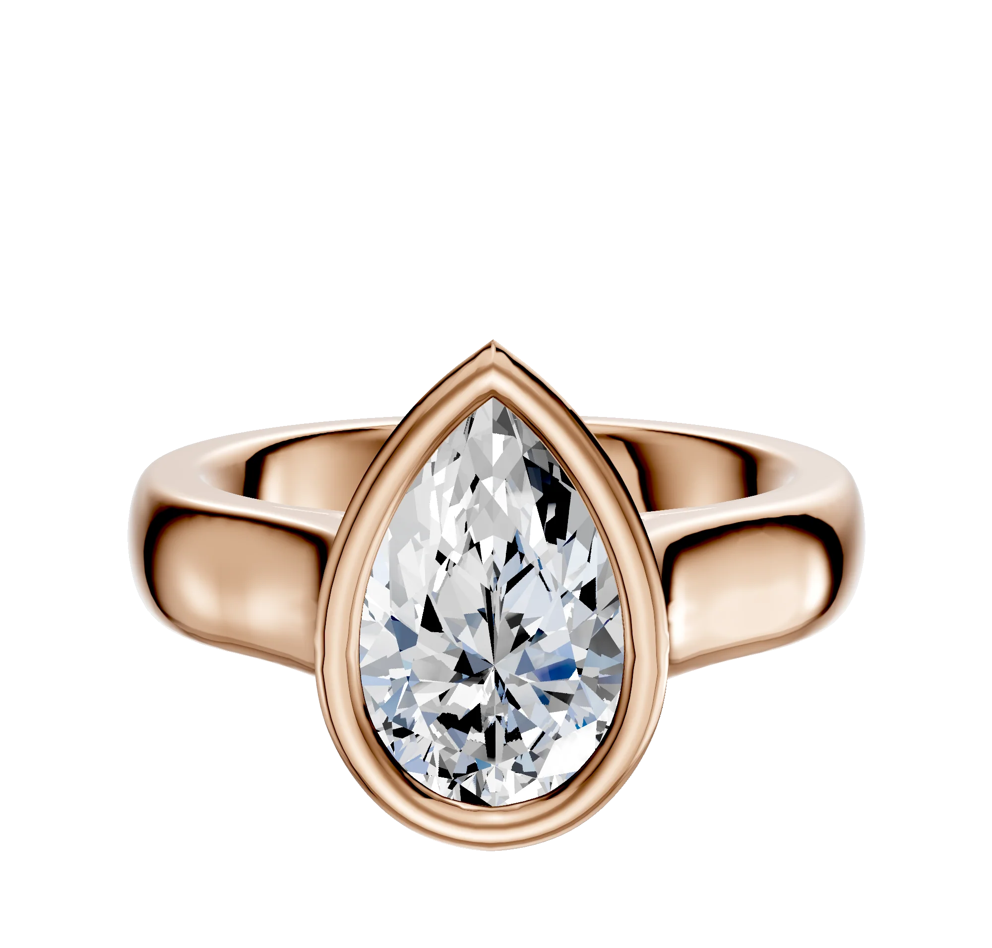 18K Rose Gold Bezel Full Bezel North/South Cathedral Dome 4.0mm Engagement Ring