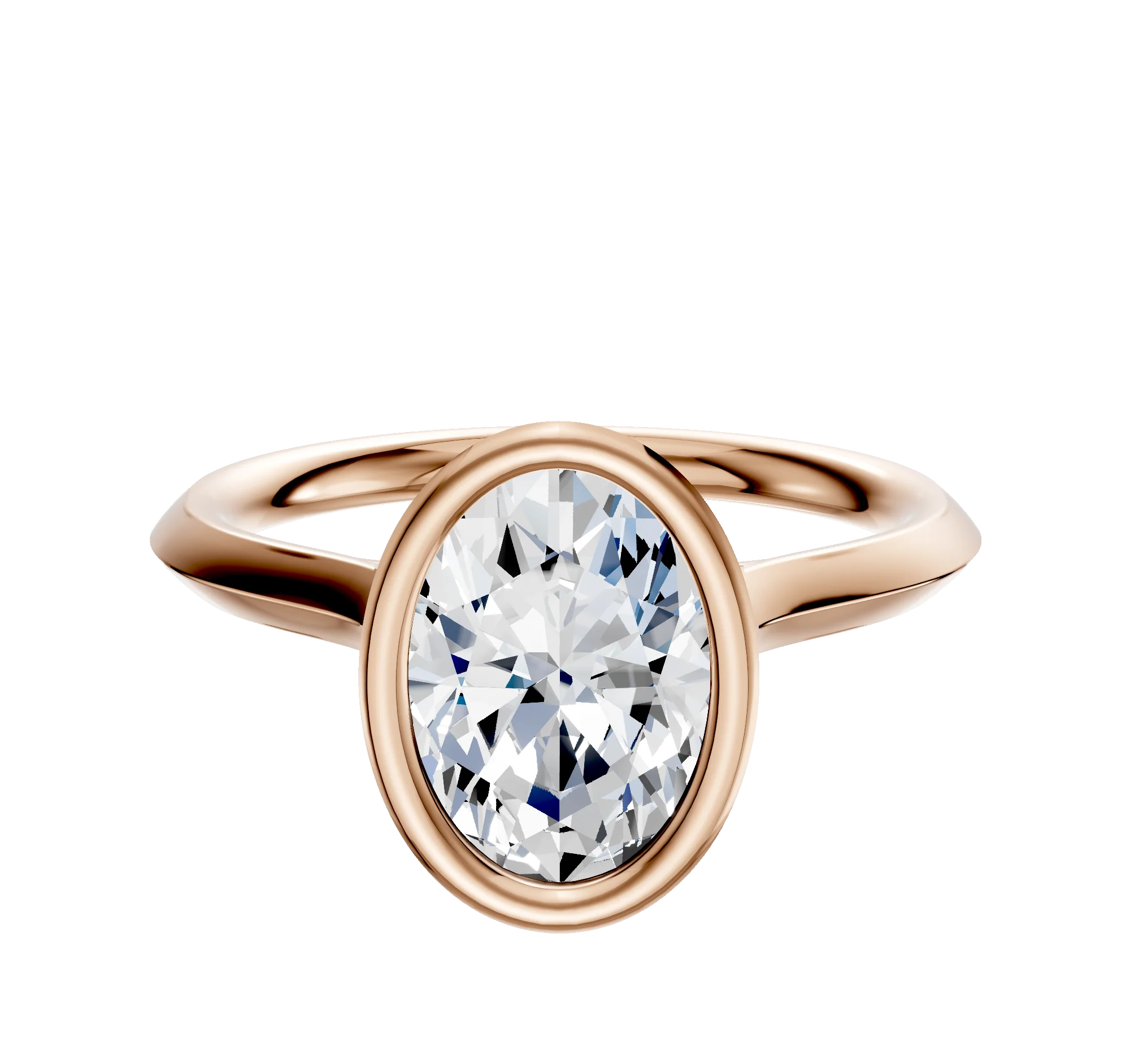 18K Rose Gold Bezel Full Bezel North/South Cathedral Knife Edge 2.0mm Engagement Ring
