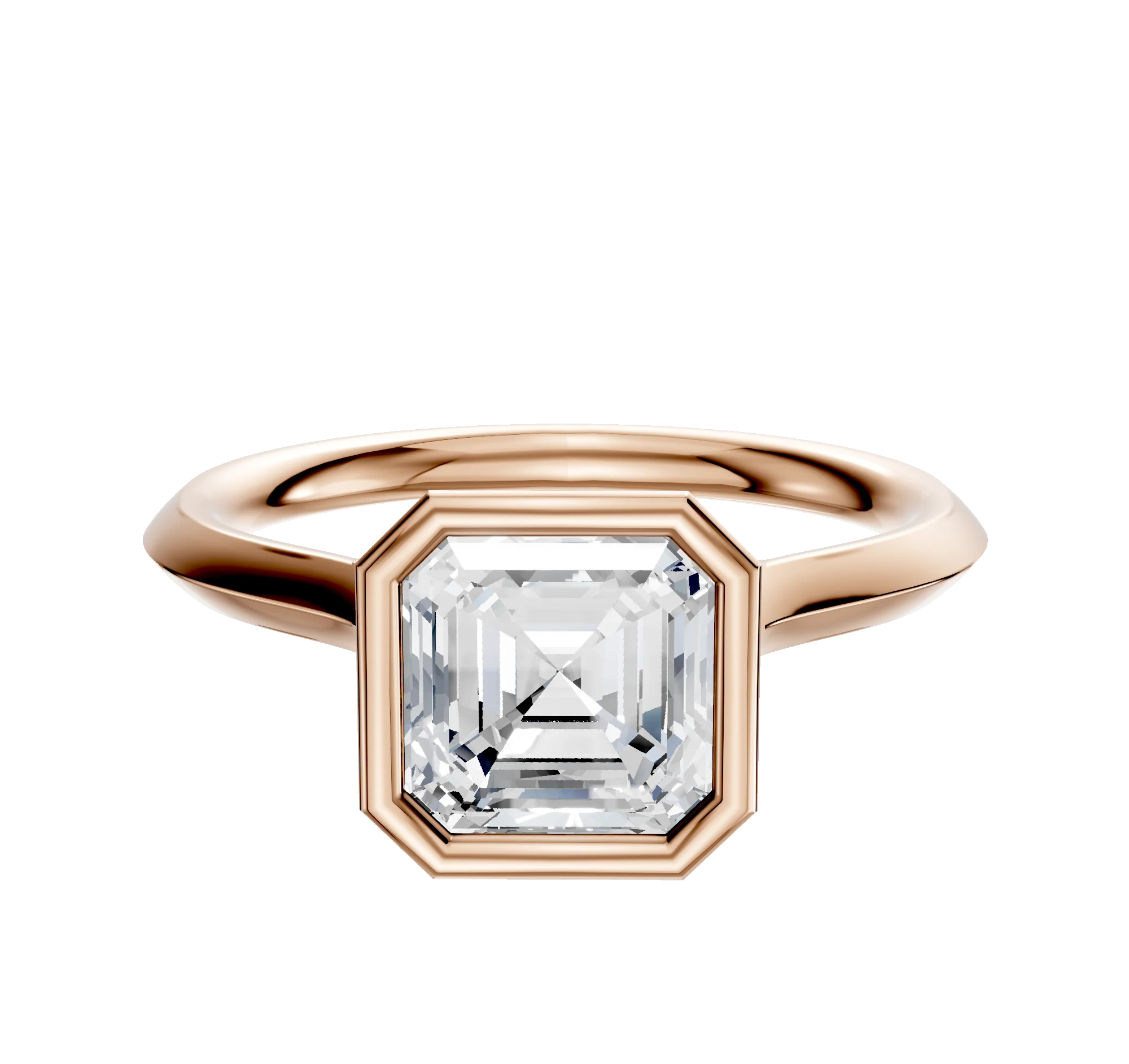 18K Rose Gold Bezel Full Bezel North/South Cathedral Knife Edge 2.0mm Engagement Ring