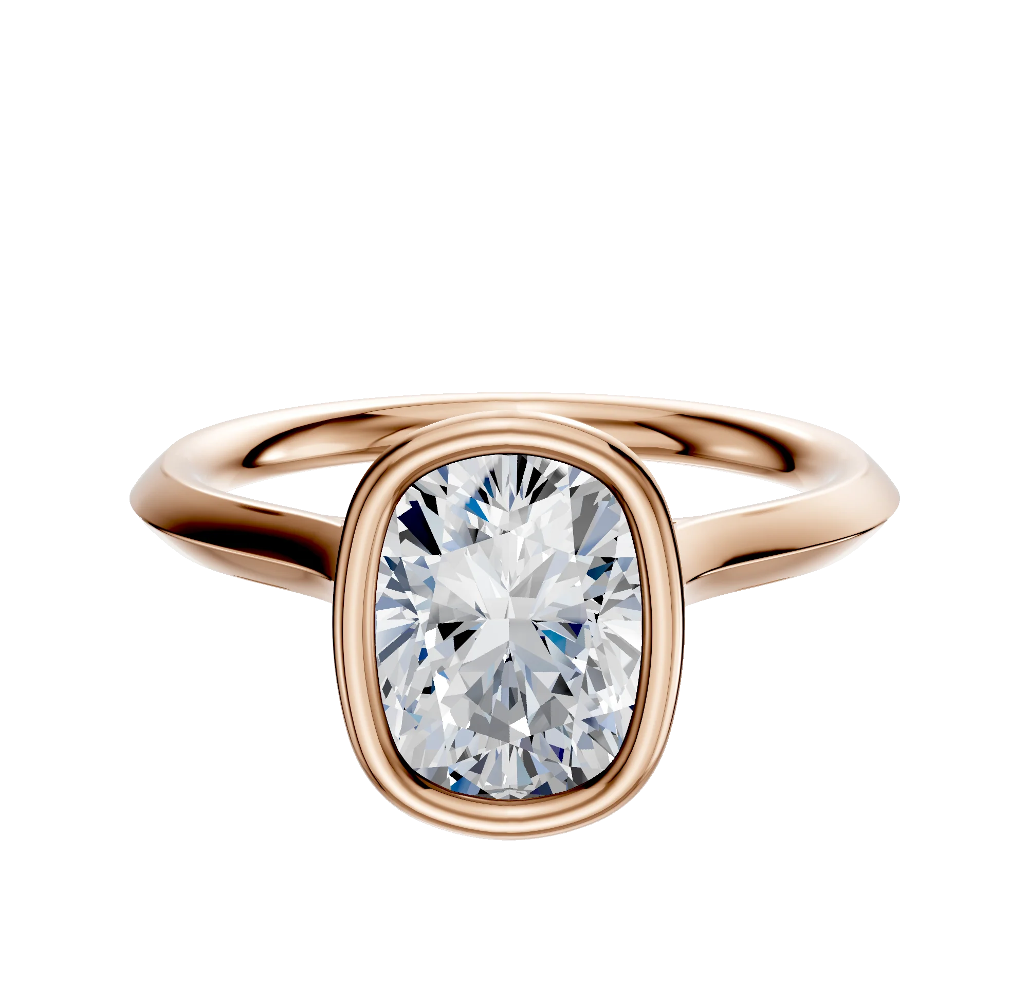 18K Rose Gold Bezel Full Bezel North/South Cathedral Knife Edge 2.0mm Engagement Ring