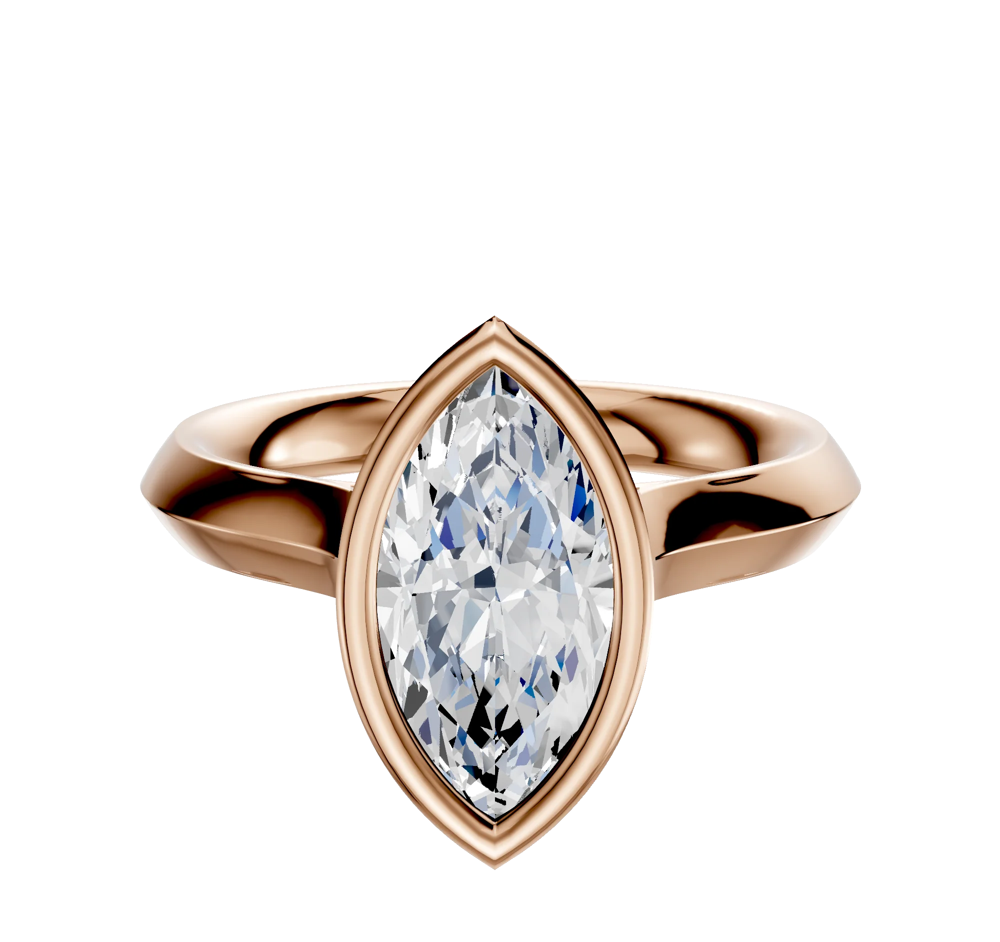18K Rose Gold Bezel Full Bezel North/South Cathedral Knife Edge 3.0mm Engagement Ring