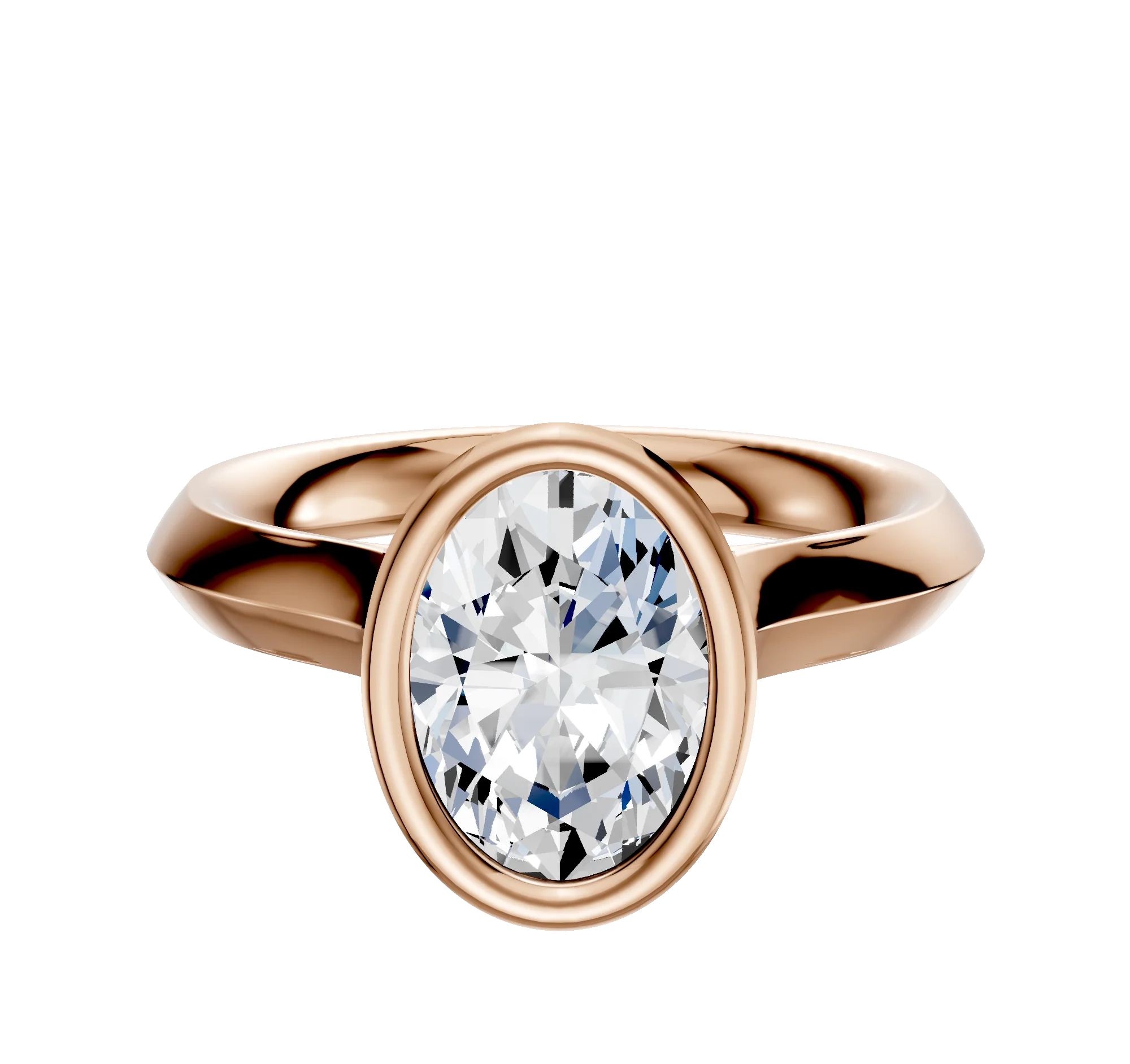 18K Rose Gold Bezel Full Bezel North/South Cathedral Knife Edge 3.0mm Engagement Ring
