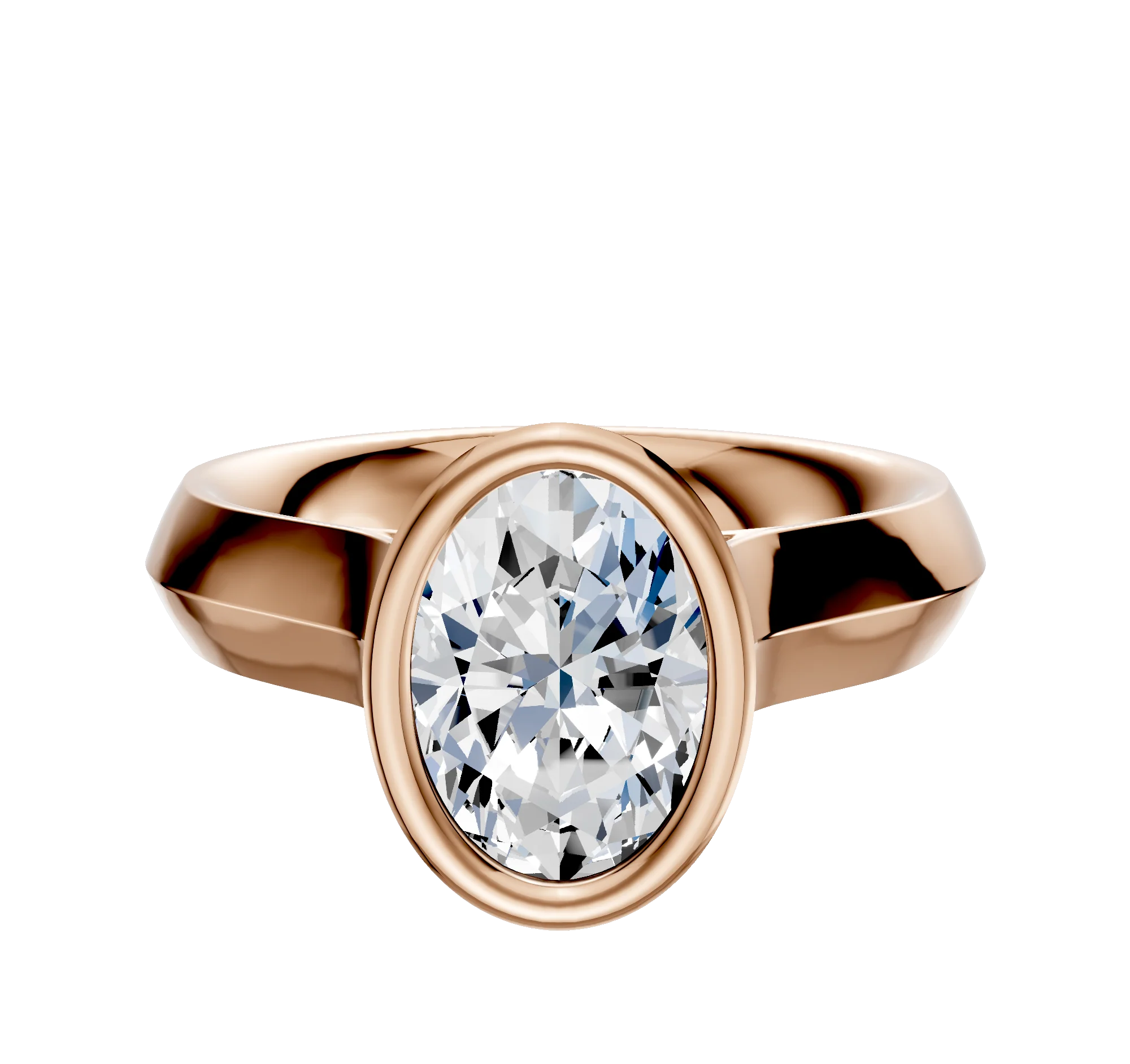 18K Rose Gold Bezel Full Bezel North/South Cathedral Knife Edge 4.0mm Engagement Ring