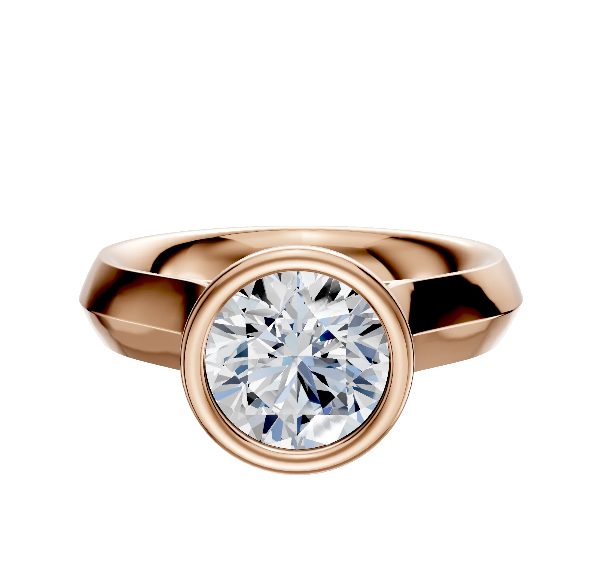 18K Rose Gold Bezel Full Bezel North/South Cathedral Knife Edge 4.0mm Engagement Ring