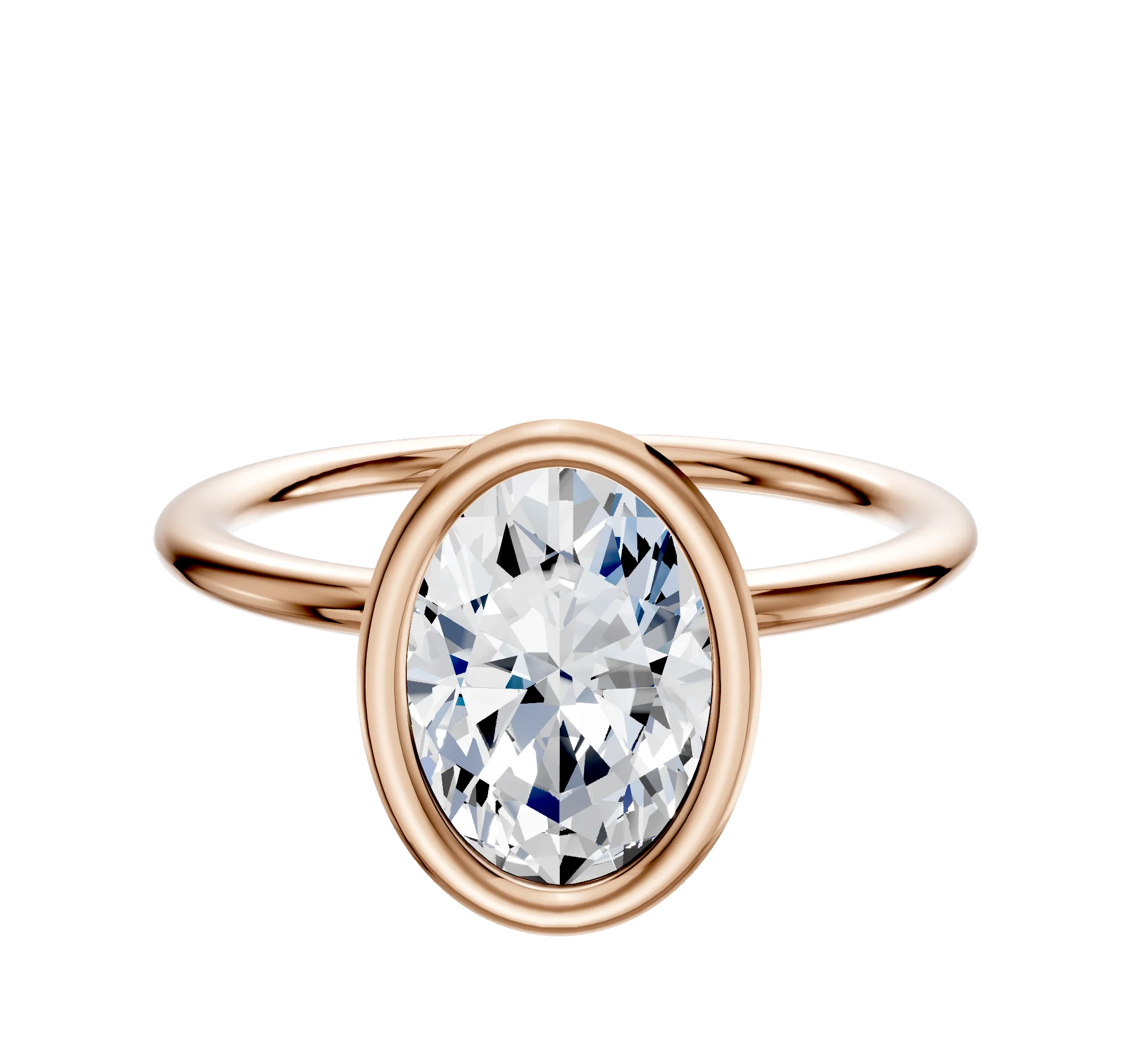 18K Rose Gold Bezel Full Bezel North/South Classic Dome 1.5mm Engagement Ring