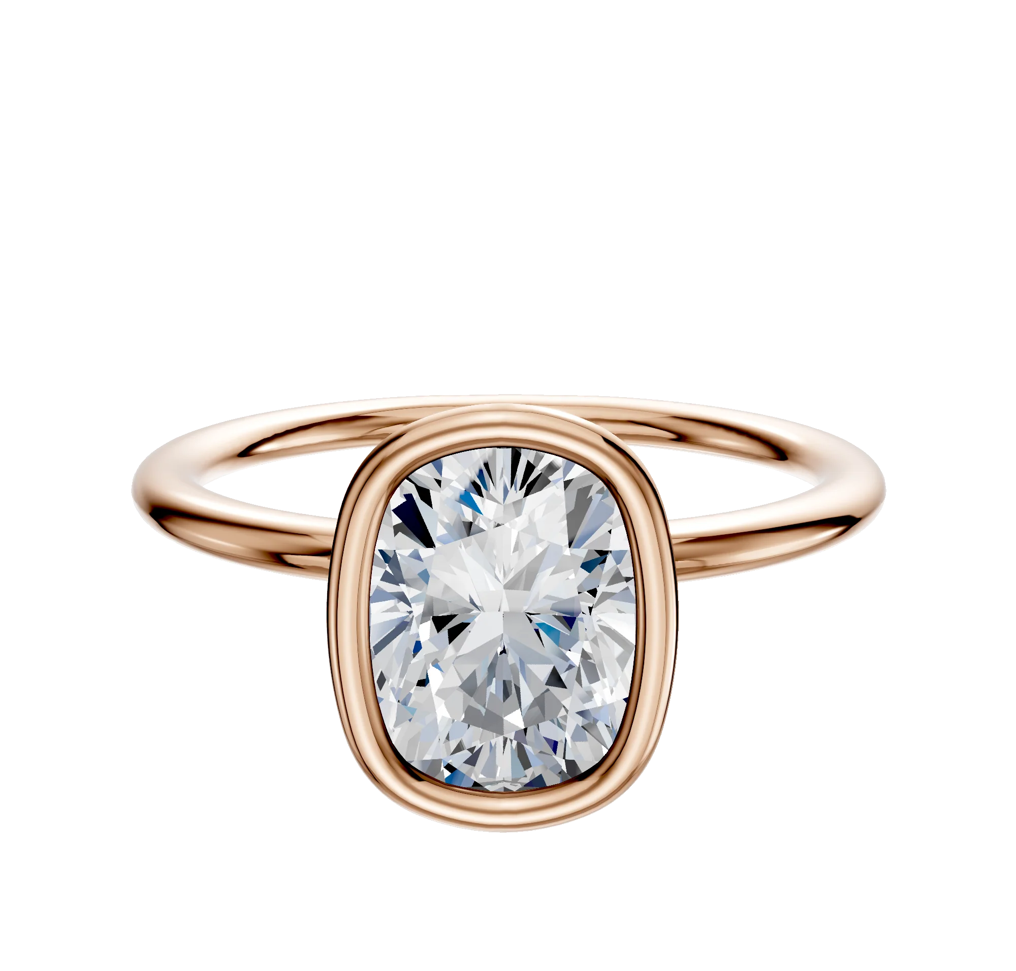 18K Rose Gold Bezel Full Bezel North/South Classic Dome 1.5mm Engagement Ring