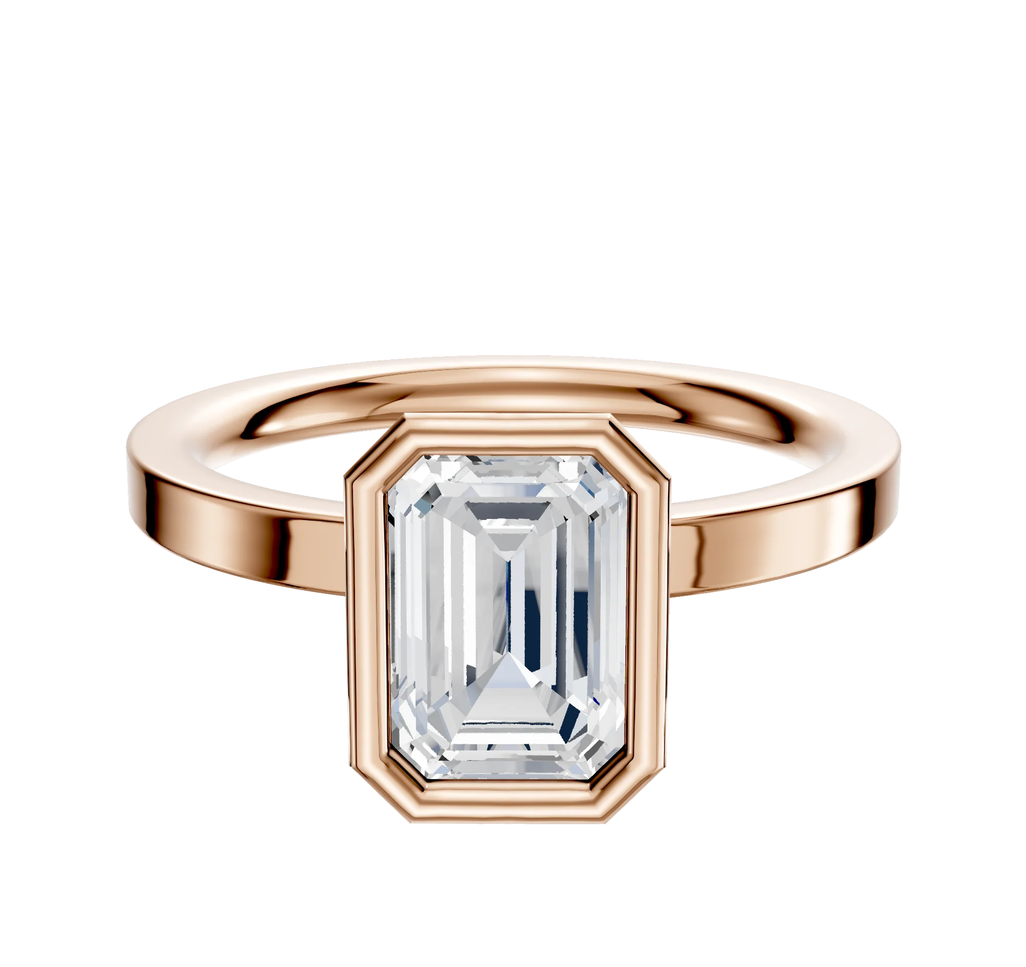 18K Rose Gold Bezel Full Bezel North/South Classic Flat 2.0mm Engagement Ring