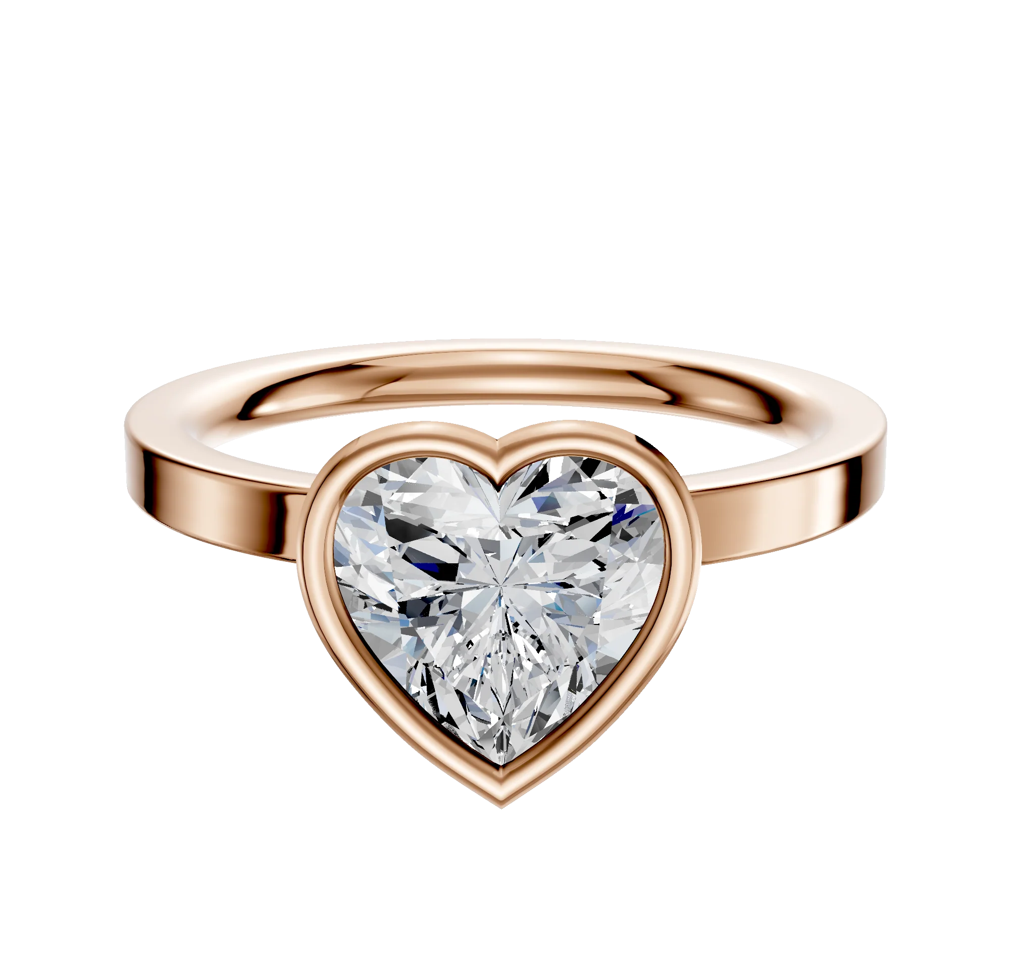 18K Rose Gold Bezel Full Bezel North/South Classic Flat 2.0mm Engagement Ring